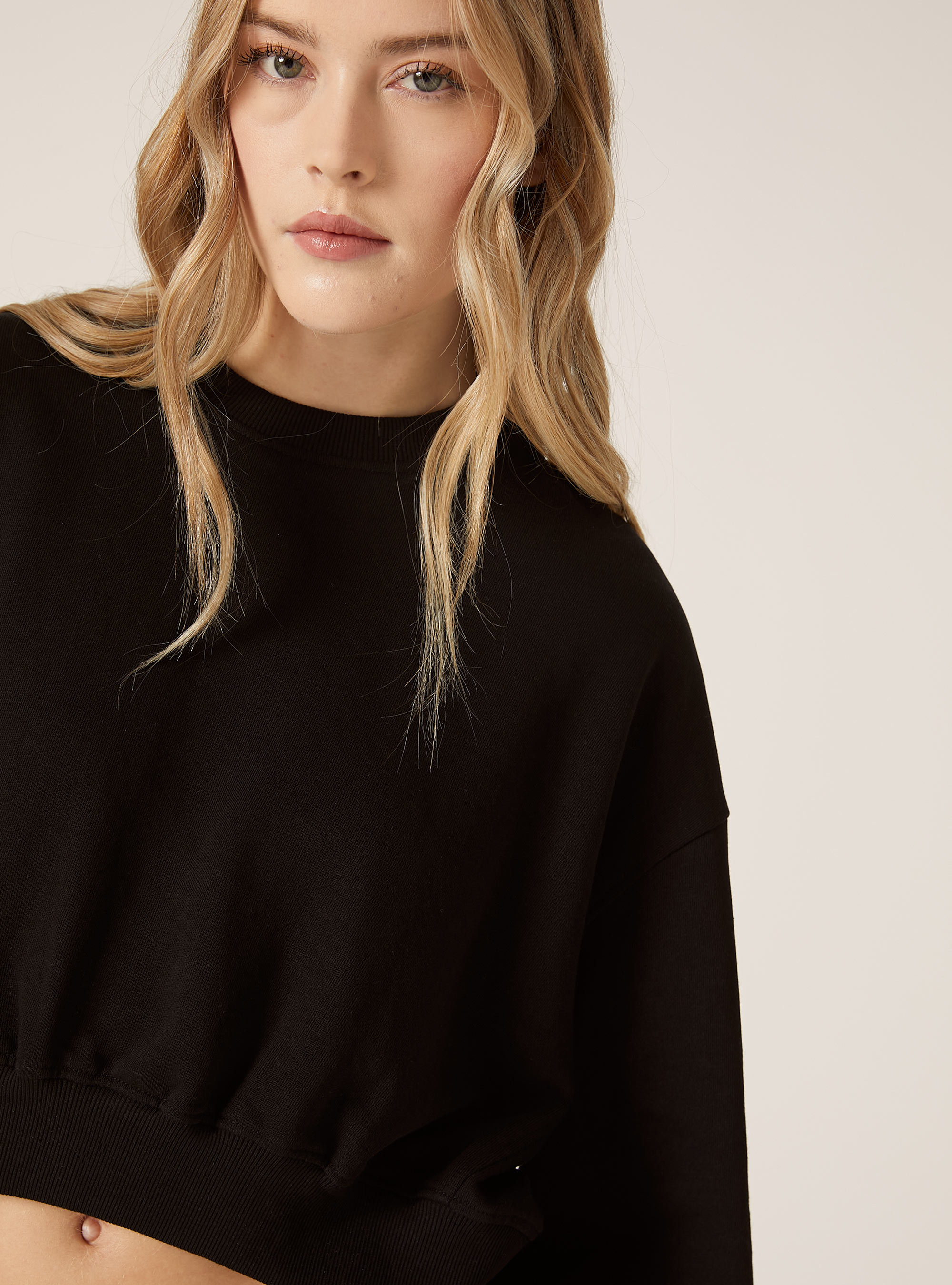 Sweat &agrave; col ras du cou, BK1 BLACK