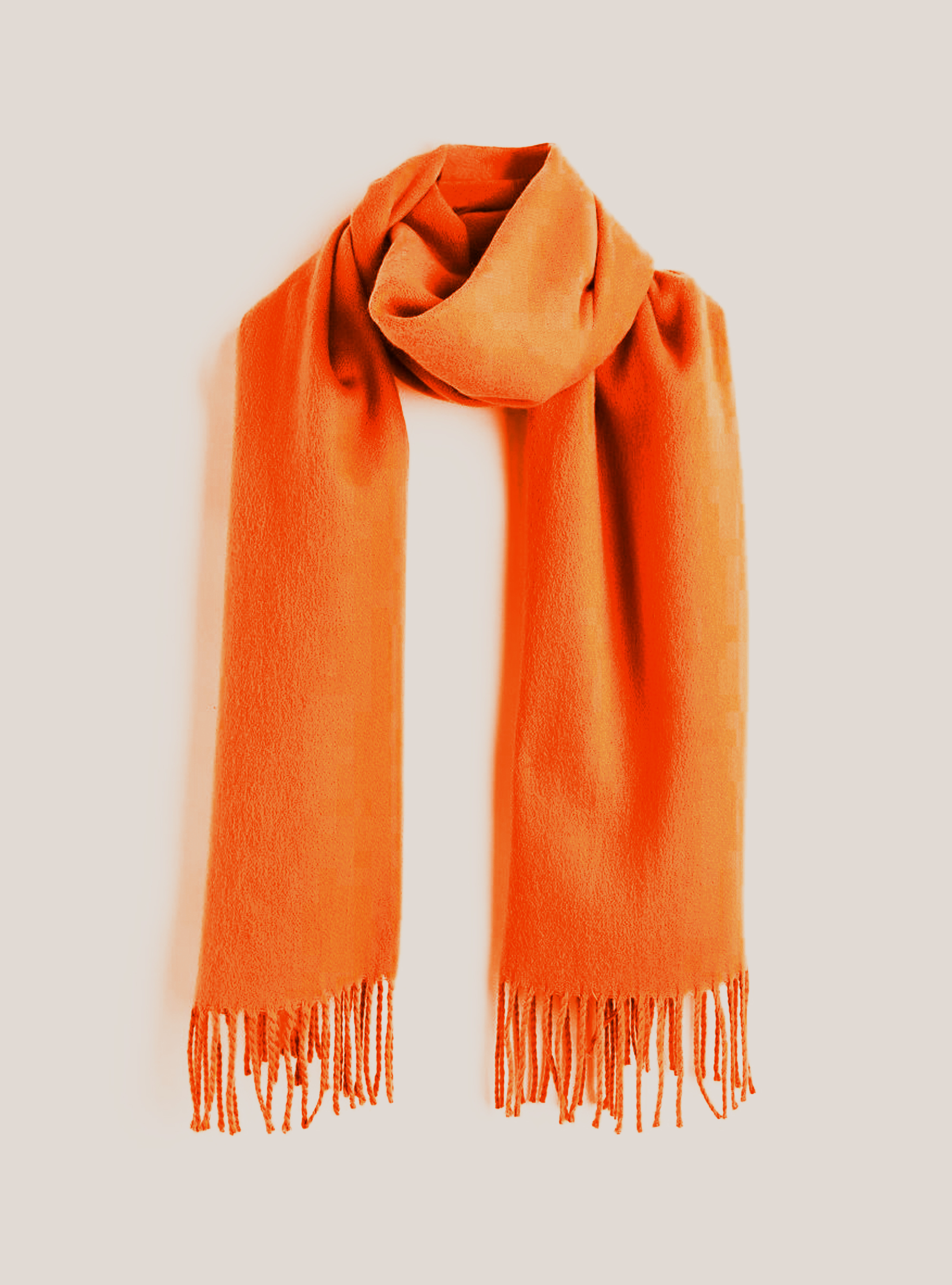 Solid-coloured scarf with fringes, OR2 ORANGE MED.