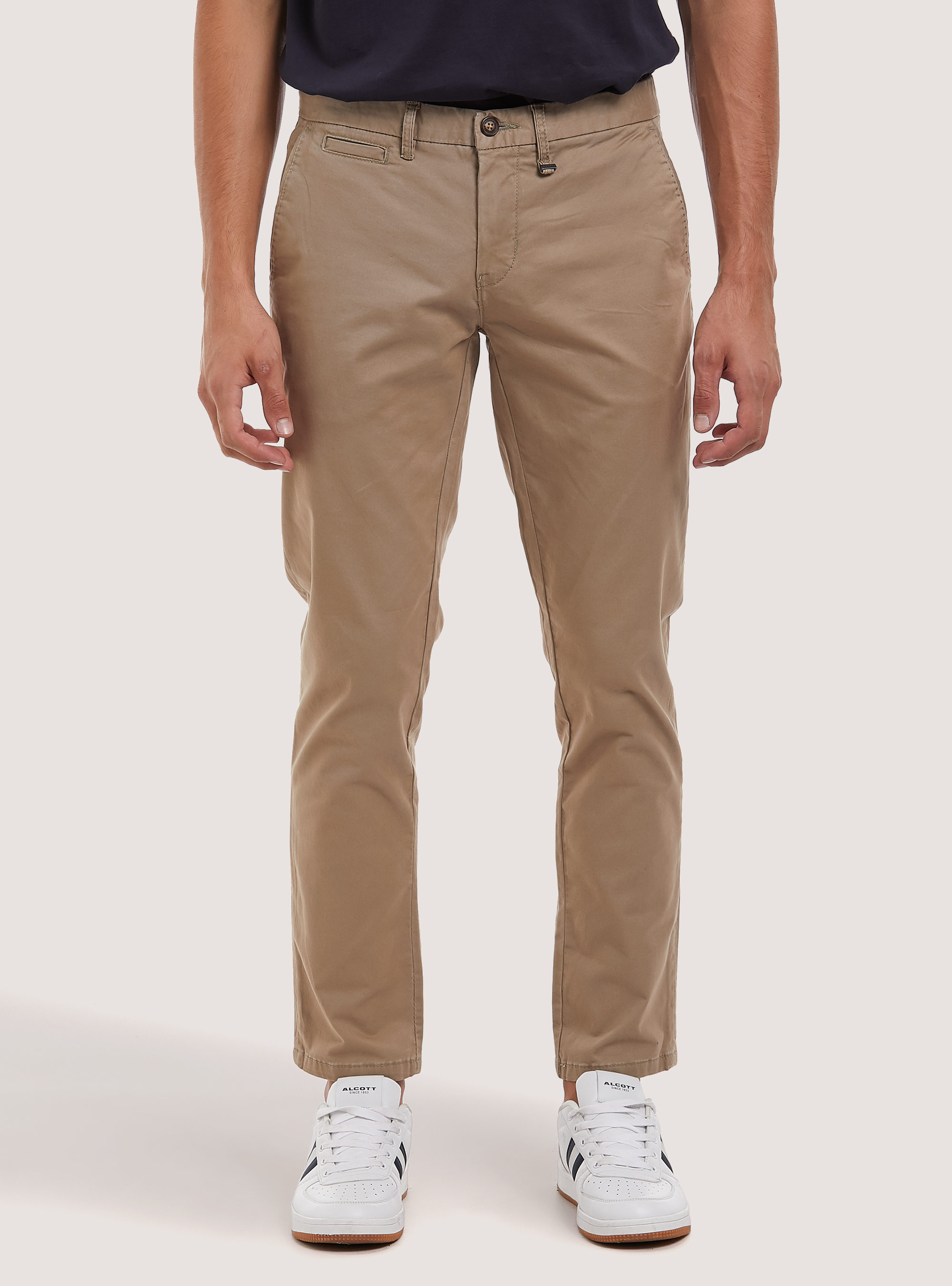 Stretch cotton twill chinos, BG3 BEIGE LIGHT
