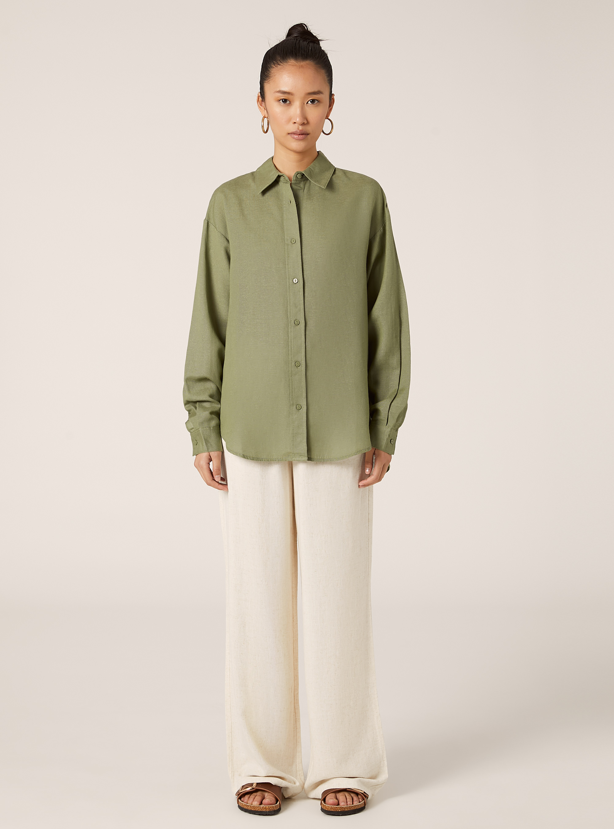 Camicia in lino comfort fit, KY2 KAKY MEDIUM