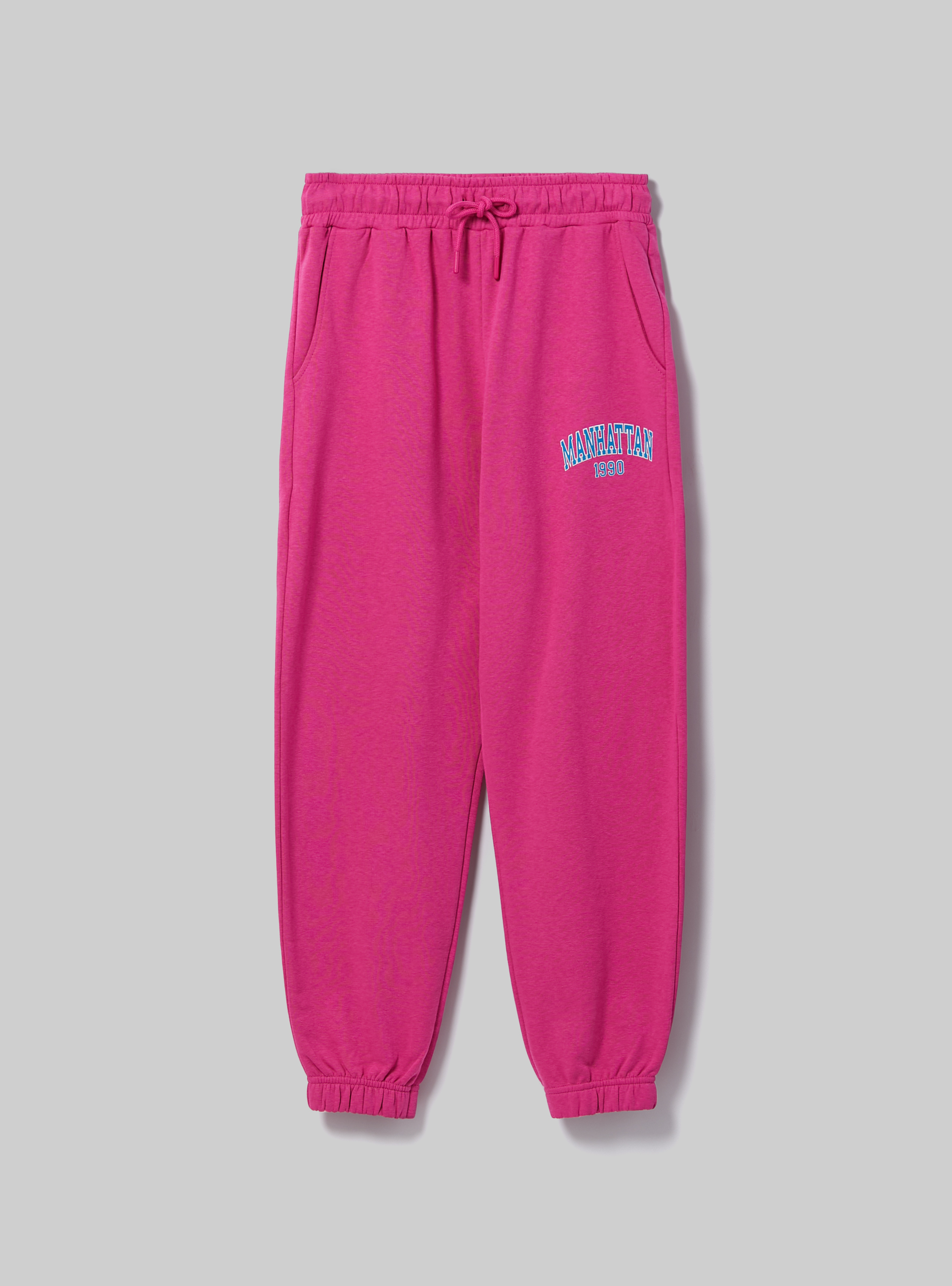 Jogger trousers with college print, FX2 FUXIA MEDIUM