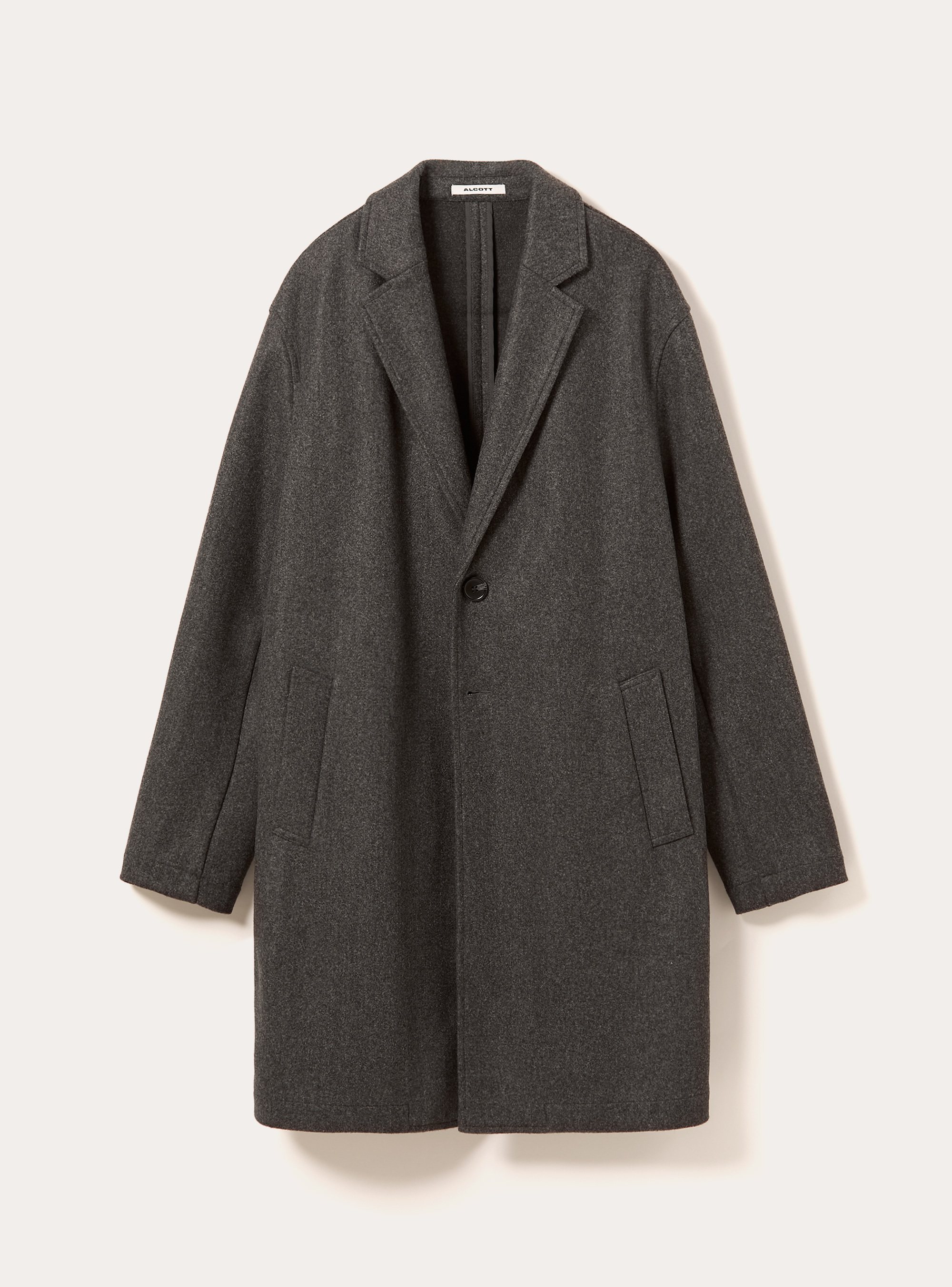 Unlined single-breasted coat, MGY1 GREY MEL DARK
