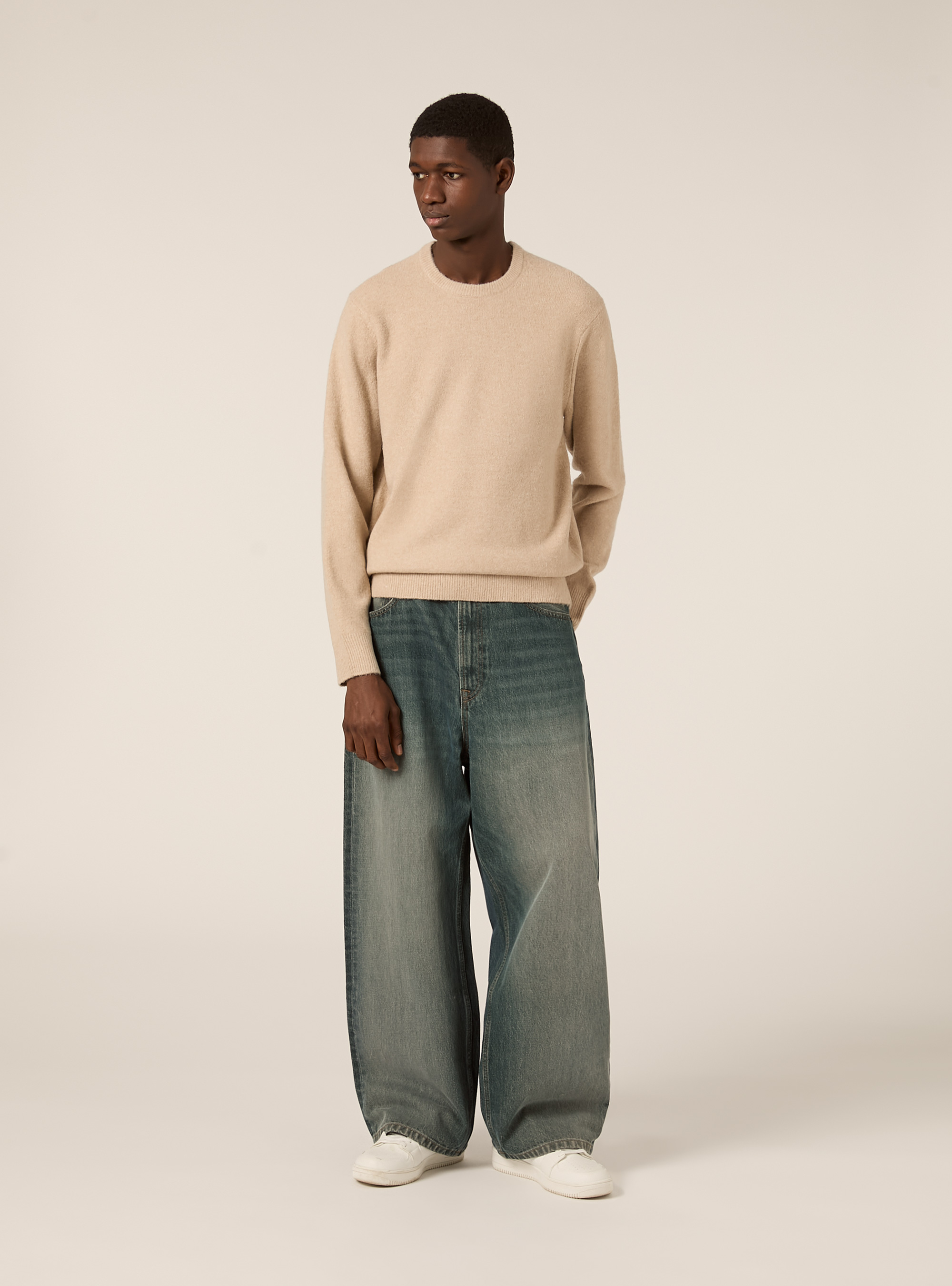 Soft crew neck pullover, MBG2 BEIGE MEL MED