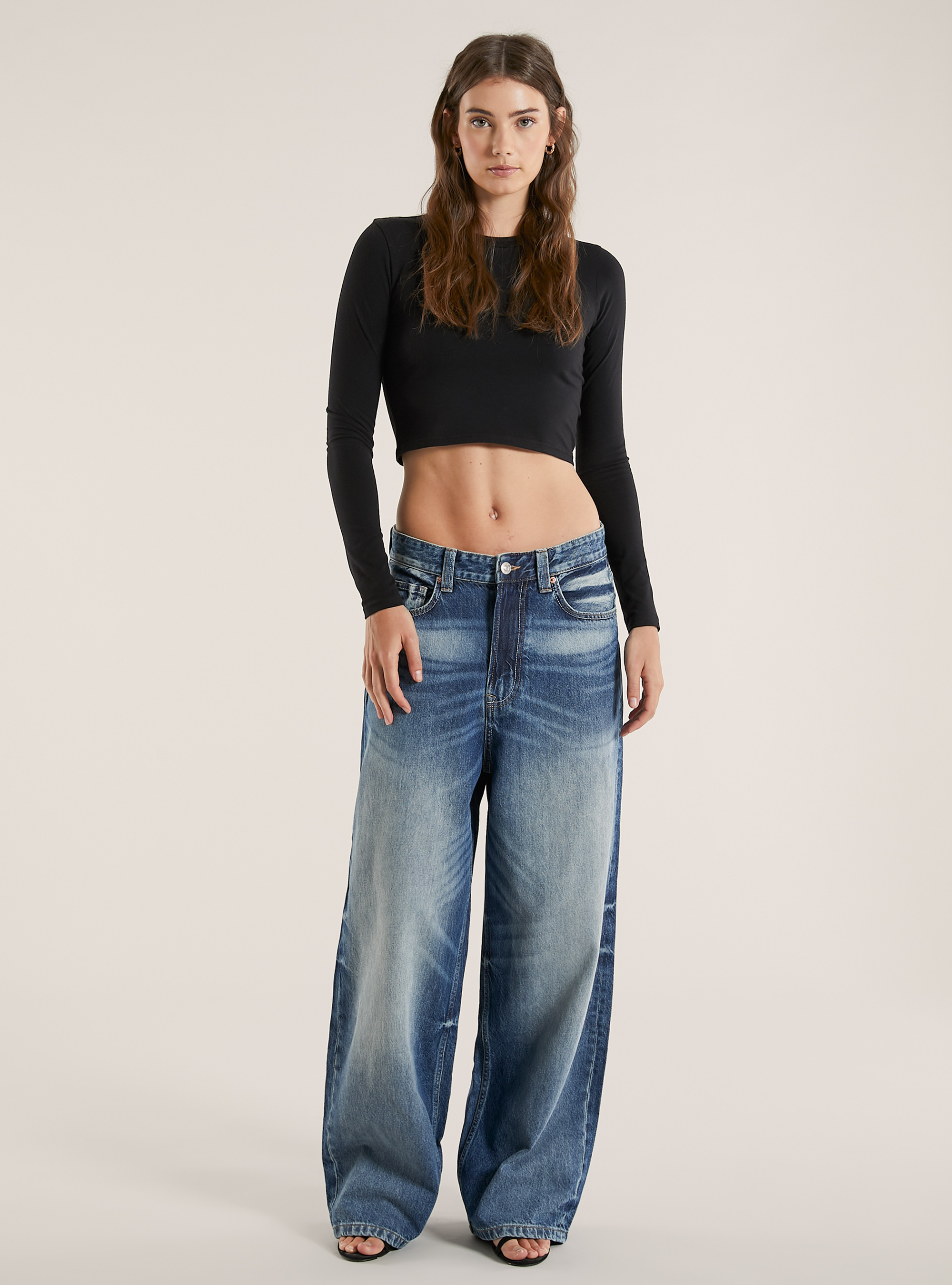 Jeans super baggy fit, D004 MEDIUM LIGHT BLUE