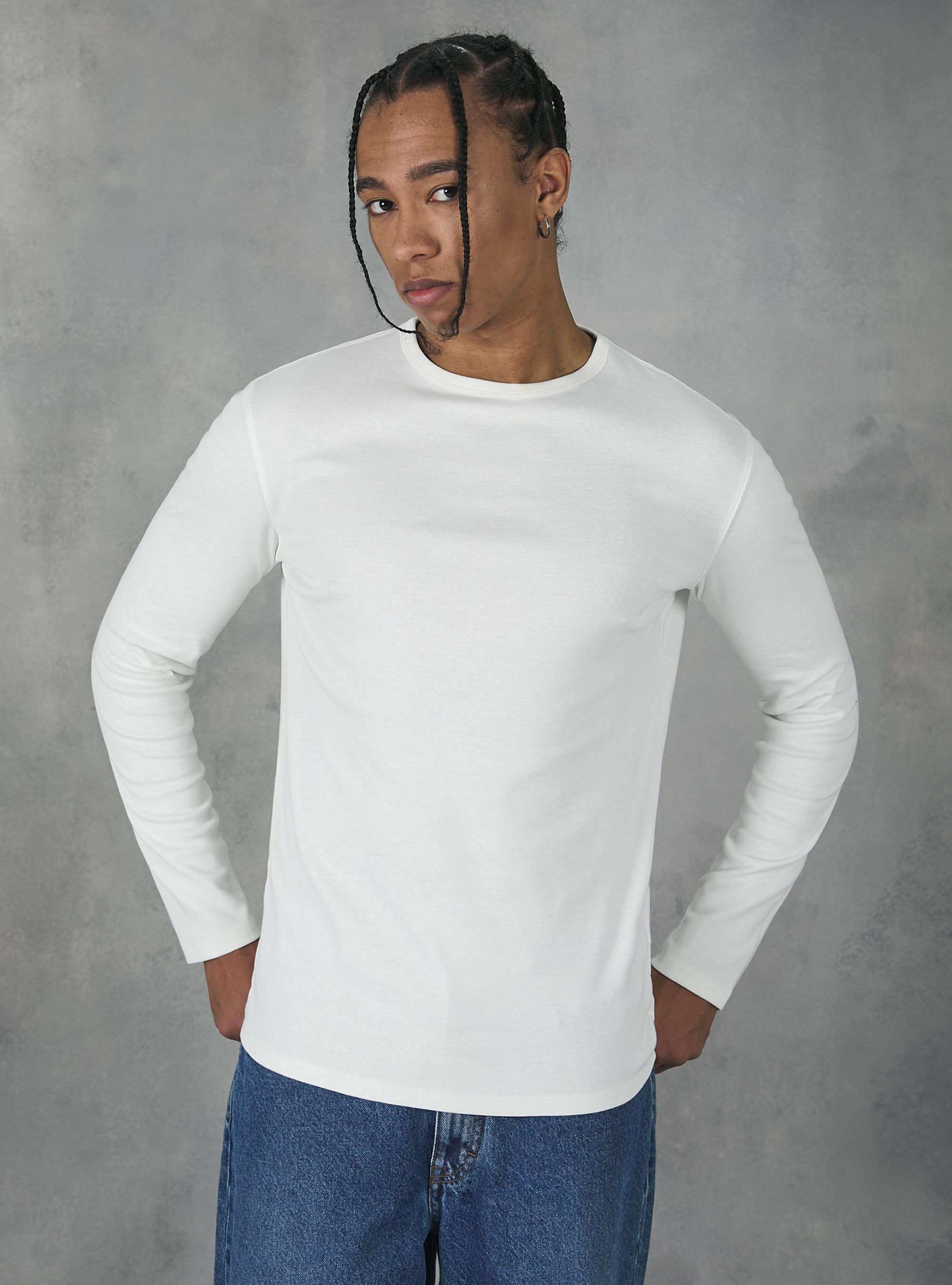 Long-sleeved cotton T-shirt, WH2 WHITE