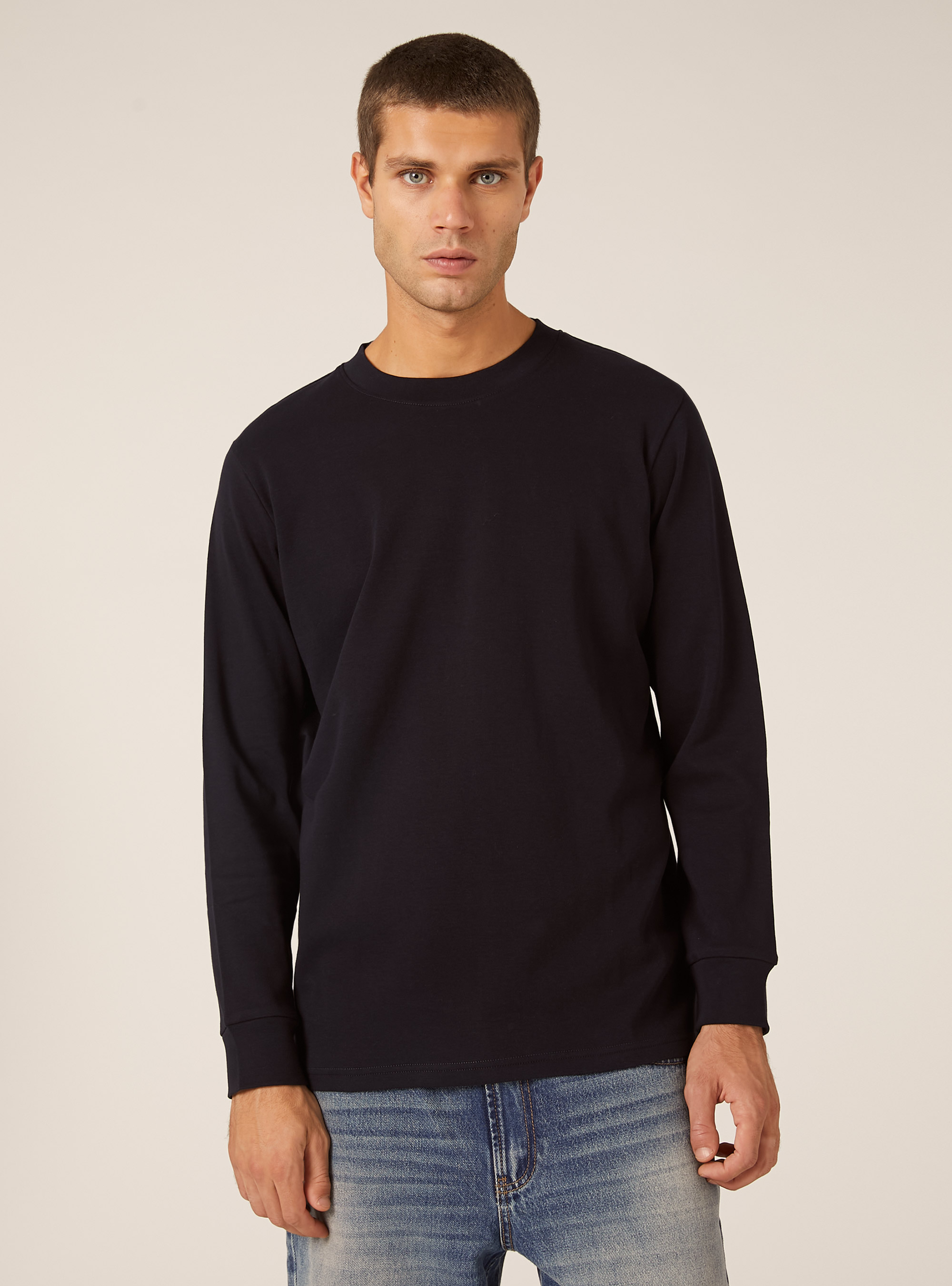 Long-sleeved cotton T-shirt, NA1 NAVY DARK