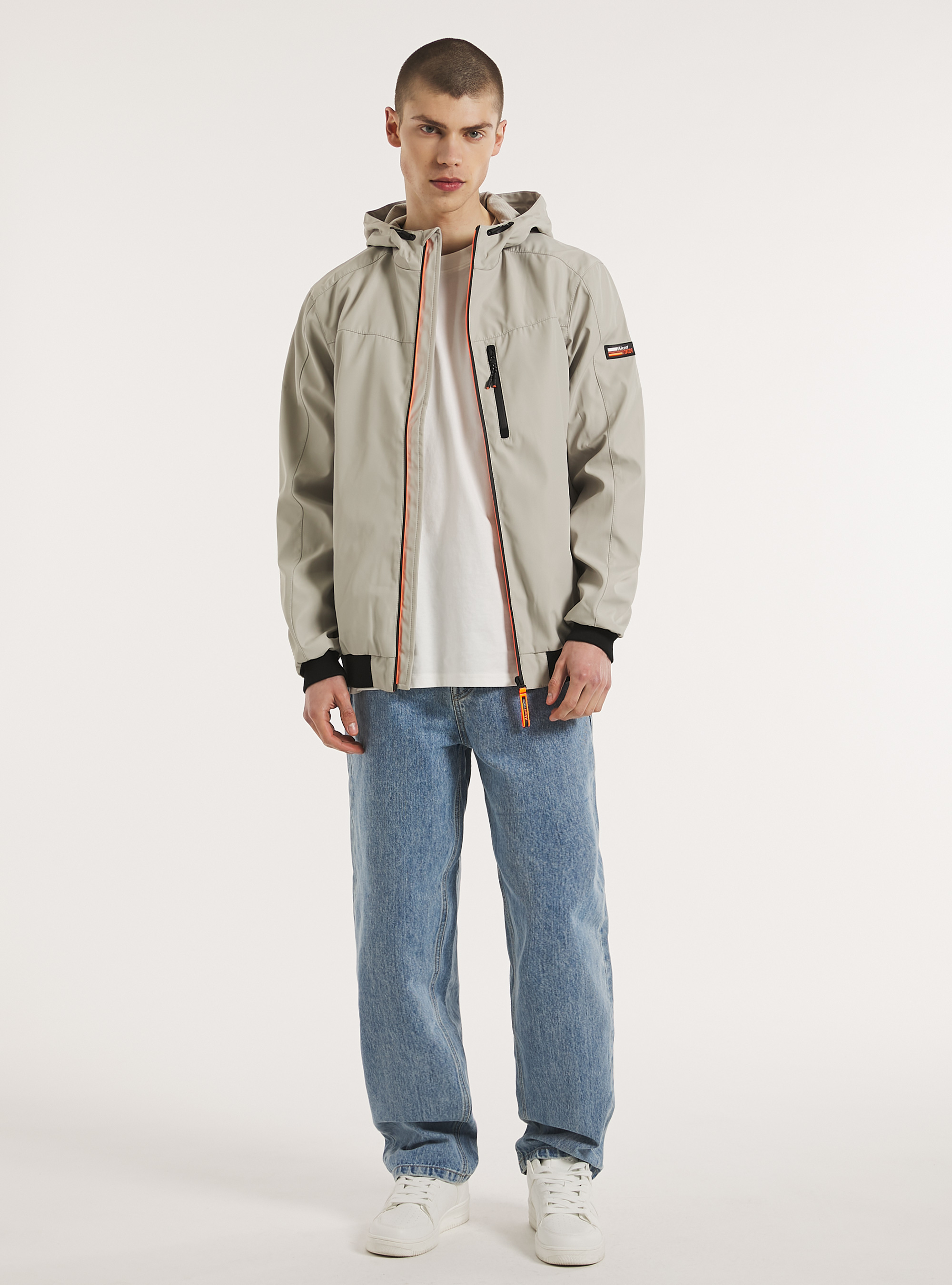 Windproof hooded bomber jacket, CR3 CREAM LIGHT