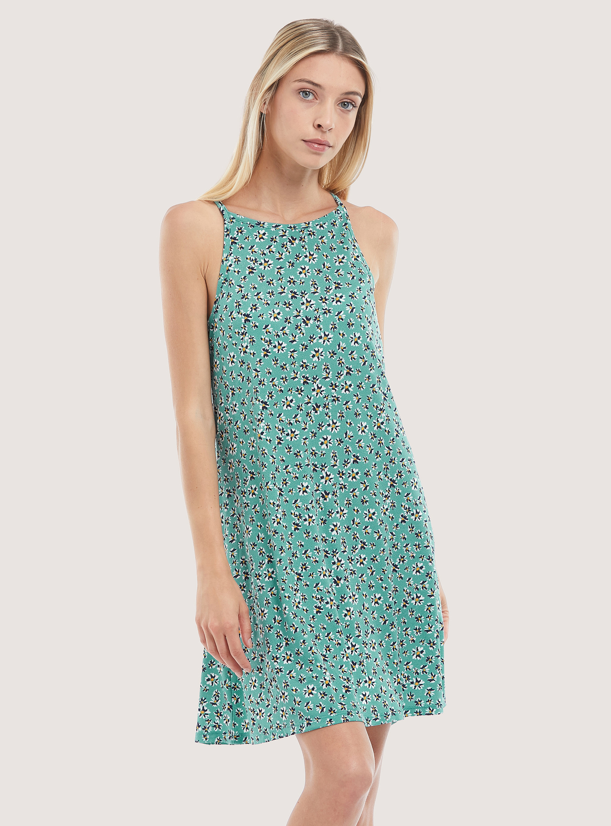 Vestido floral sin mangas, FLOWER GREEN