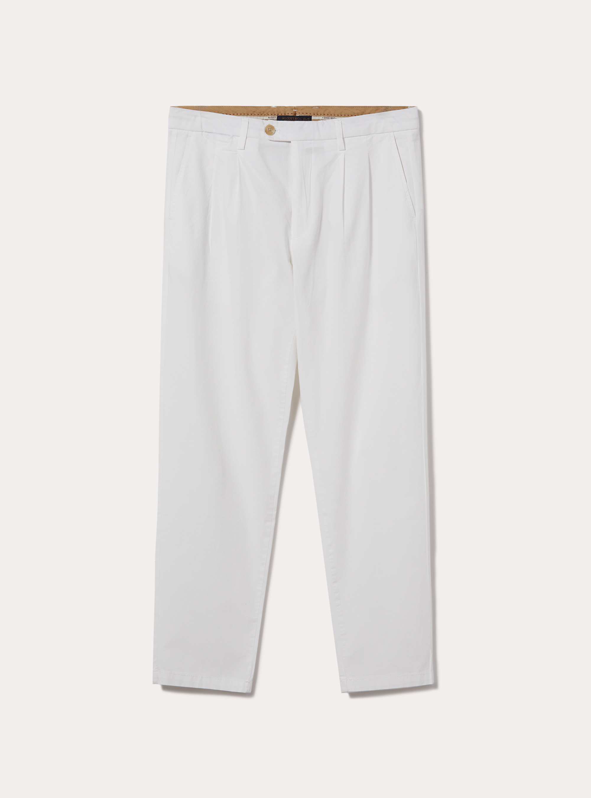 Cotton trousers with double pleats, WH1 OFF WHITE