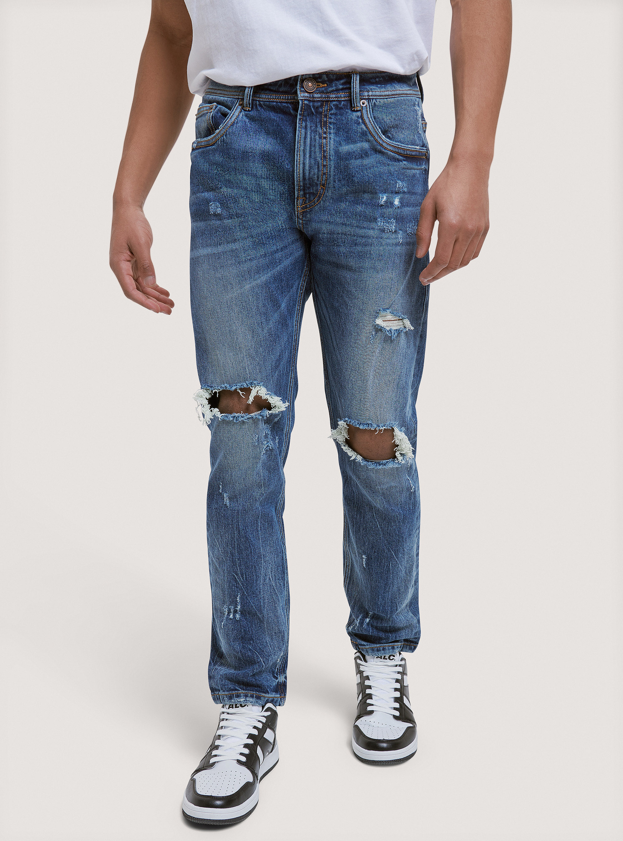 Slim Fit Cotton Jeans, D002 MEDIUM DARK BLUE