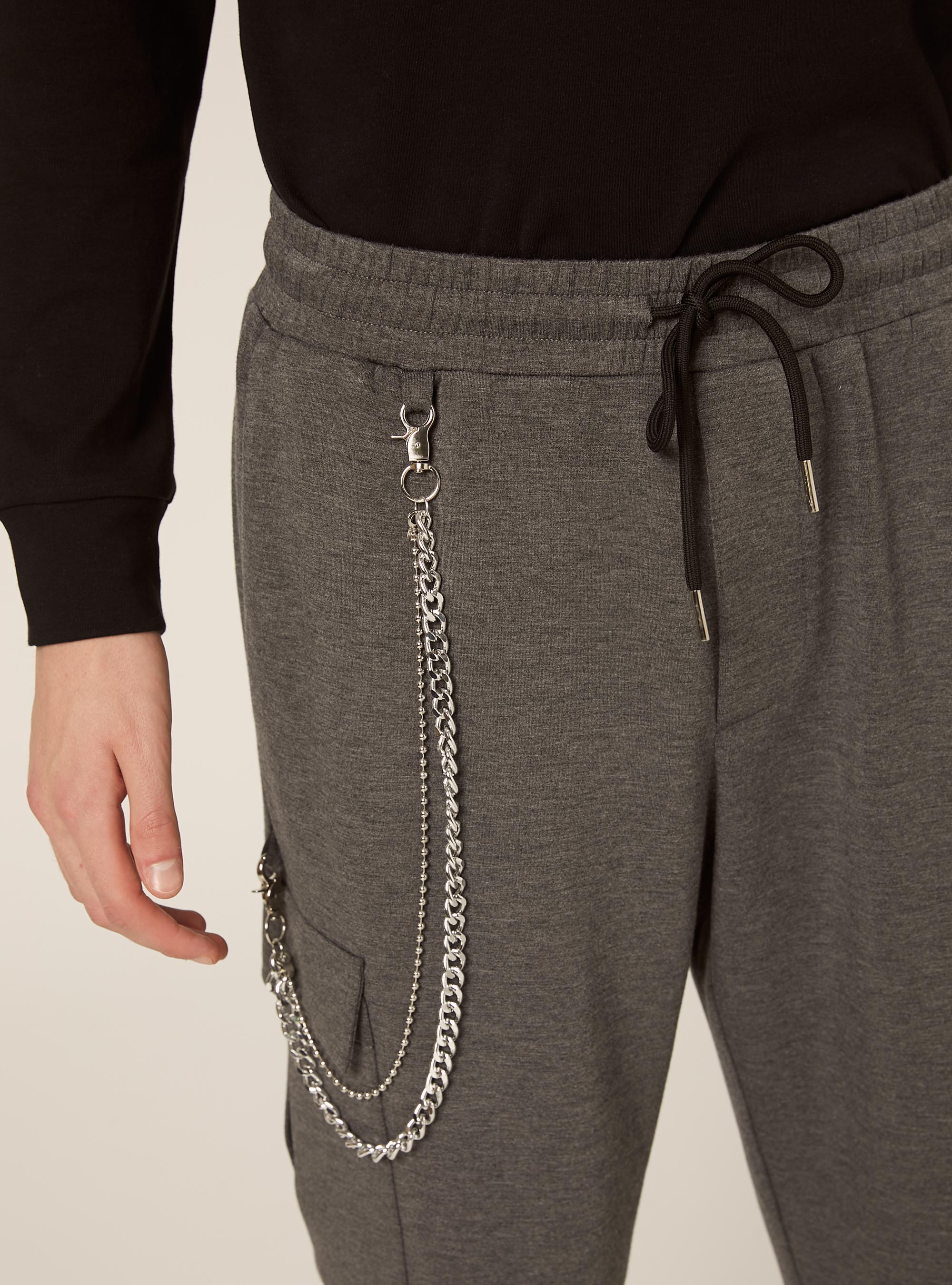 Pantaloni jogger cargo soft touch, MGY1 GREY MEL DARK