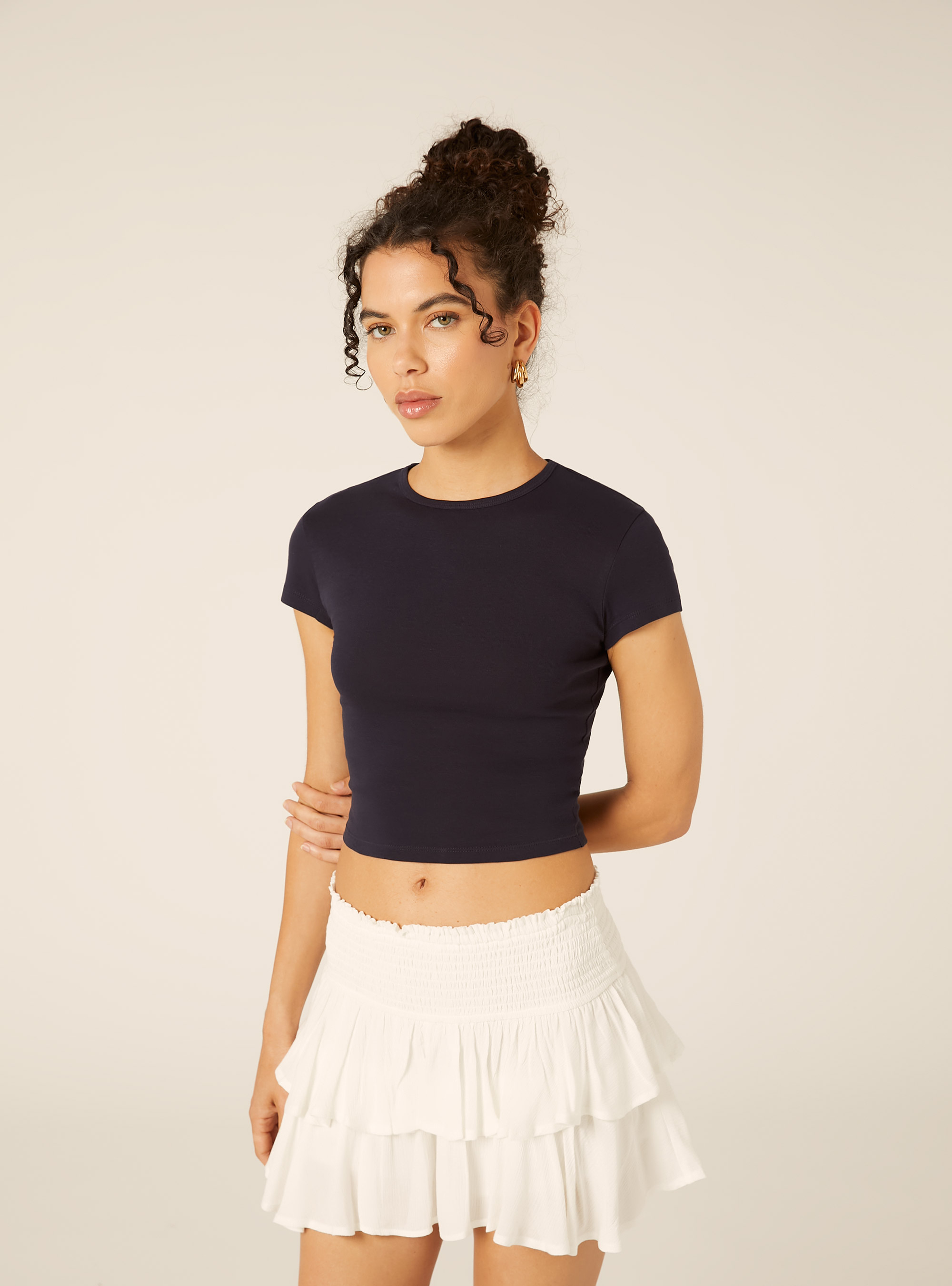 Maglietta in cotone slim fit, NA3 NAVY LIGHT