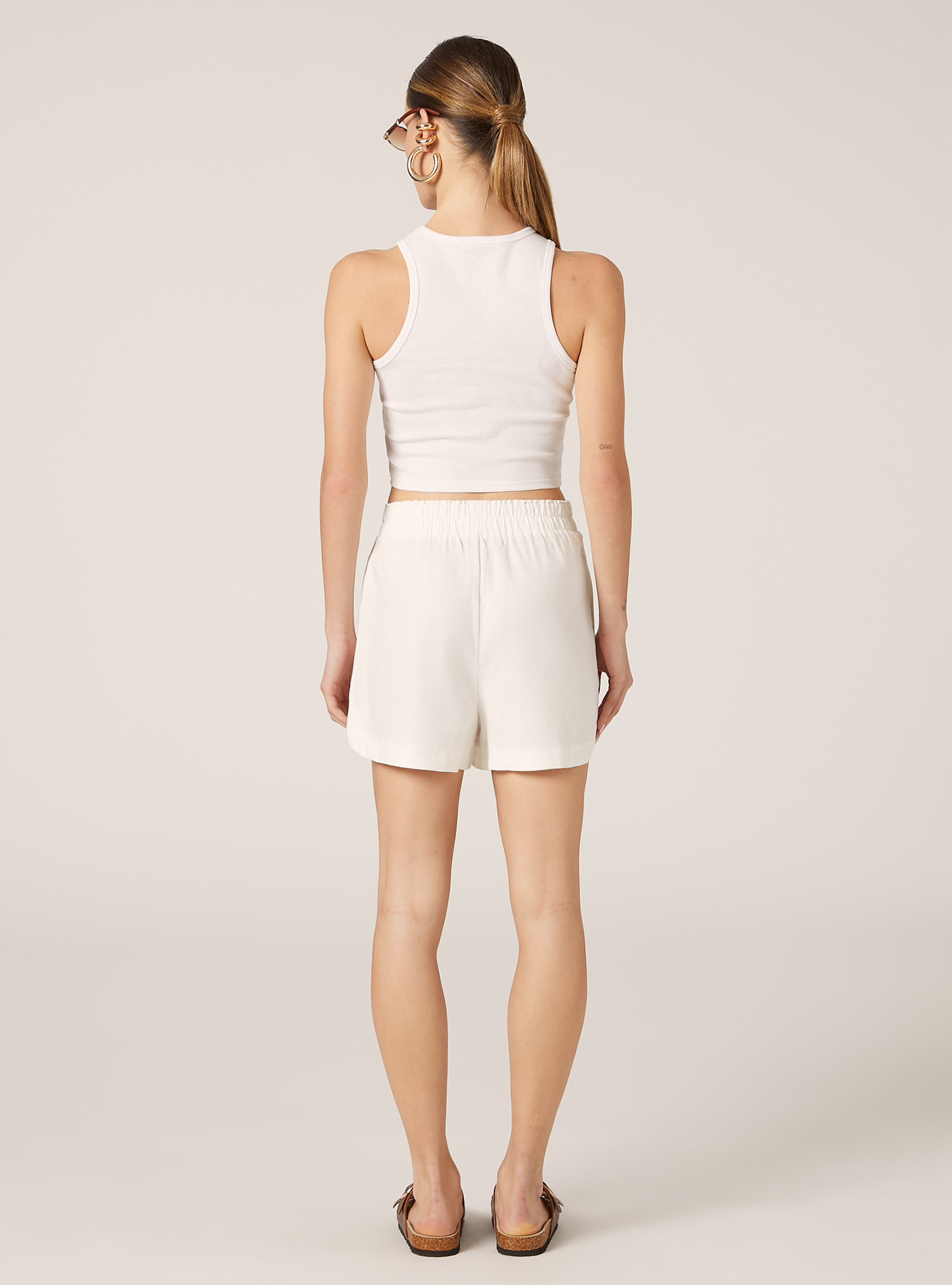 Linen-blend shorts, WH2 WHITE