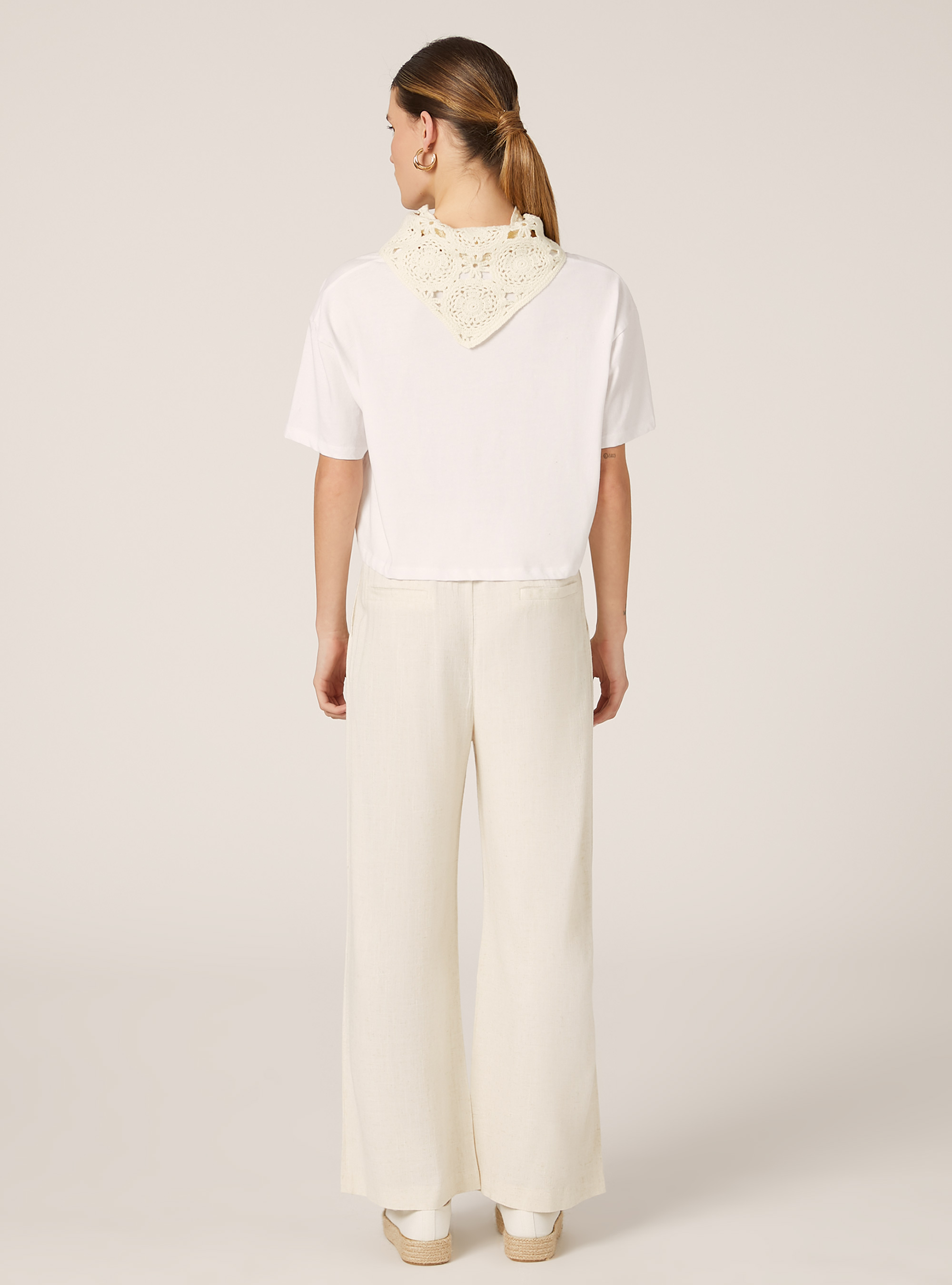 Linen blend wide leg pants, MBG3 BEIGE MEL LIGHT