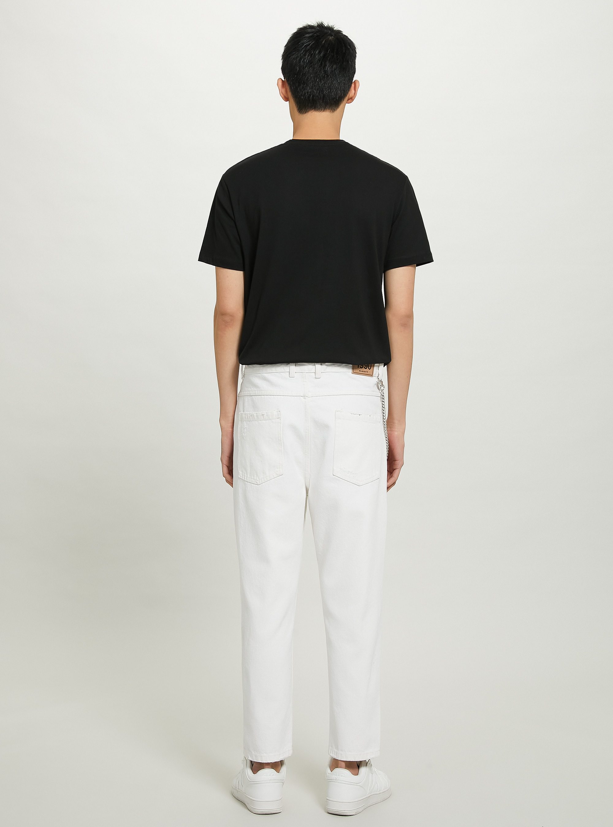 Jeans relax fit con catena, WH1 OFF WHITE