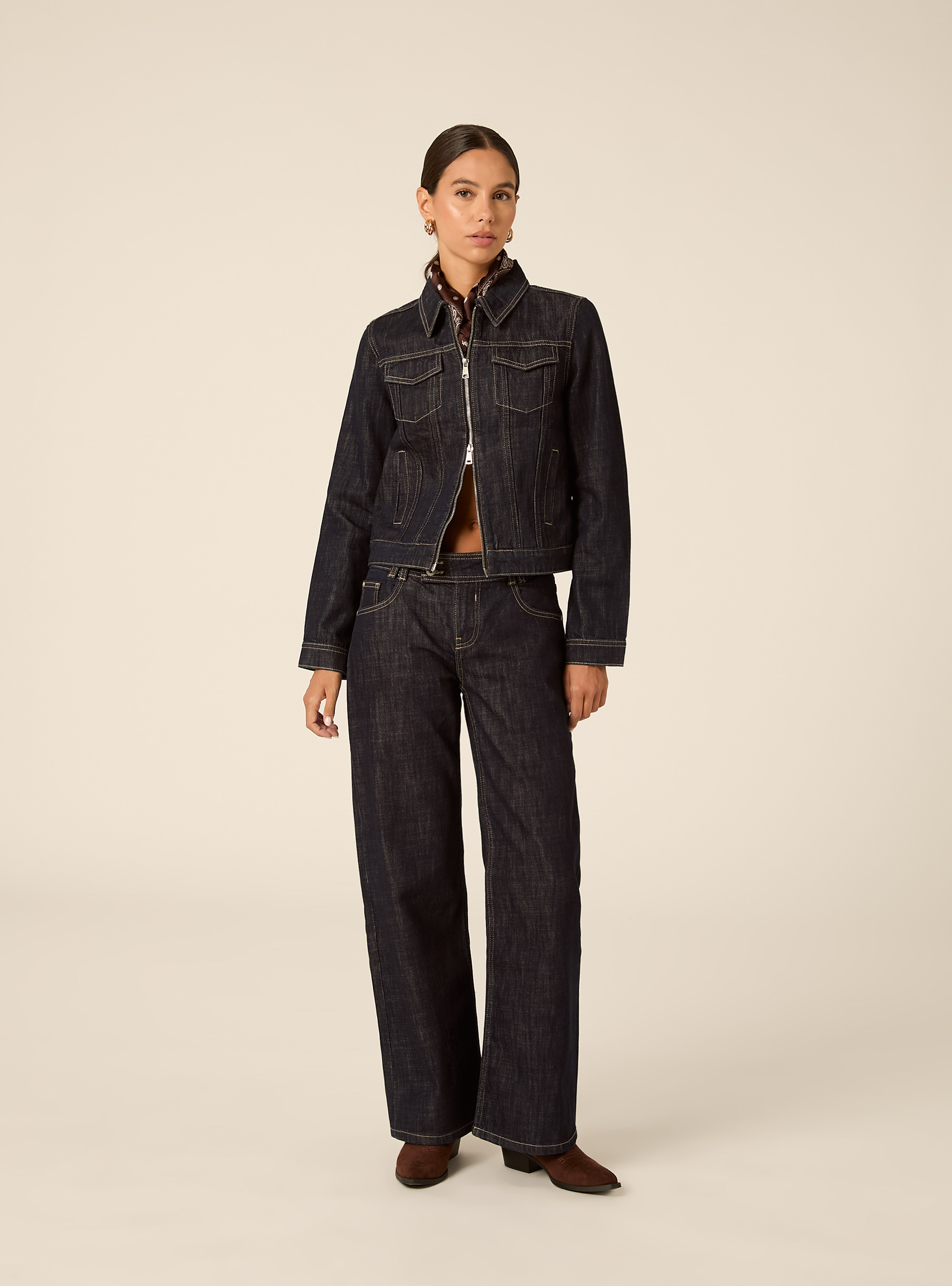 Jeans baggy con tasche a cuori, D001 DEEP BLUE