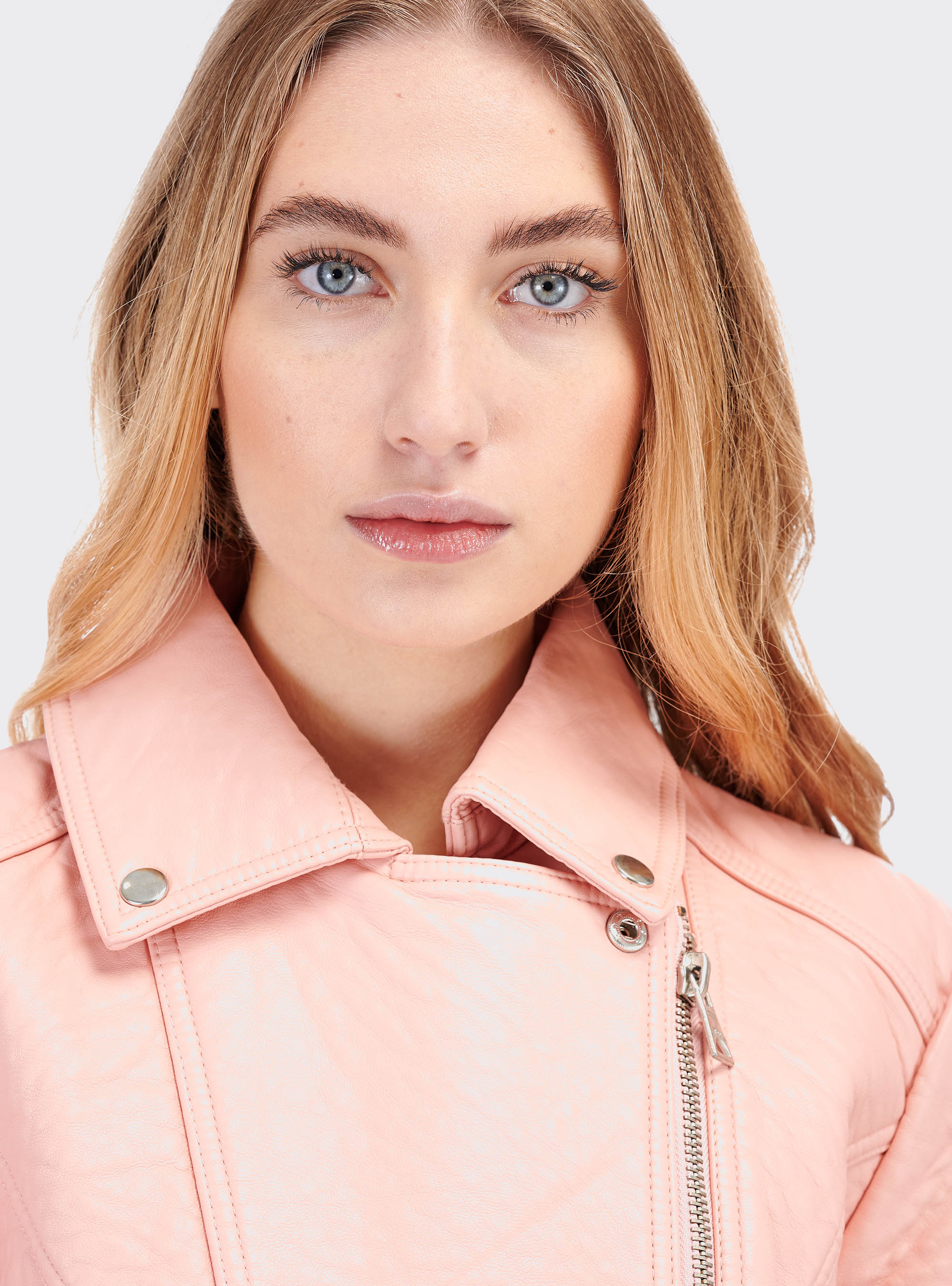 Giubbotti donna similpelle effetto bubble, C046 PINK