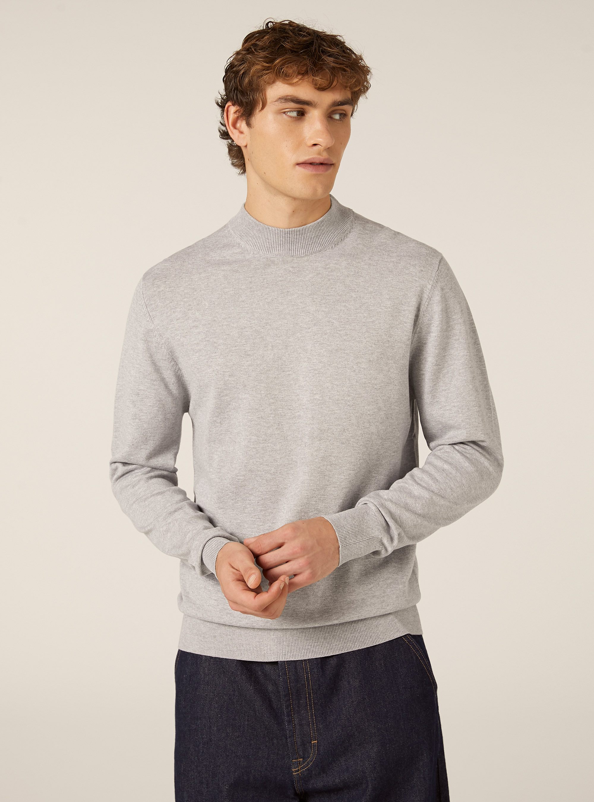 Jersey de cuello medio, MGY2 GREY MEL MEDIUM