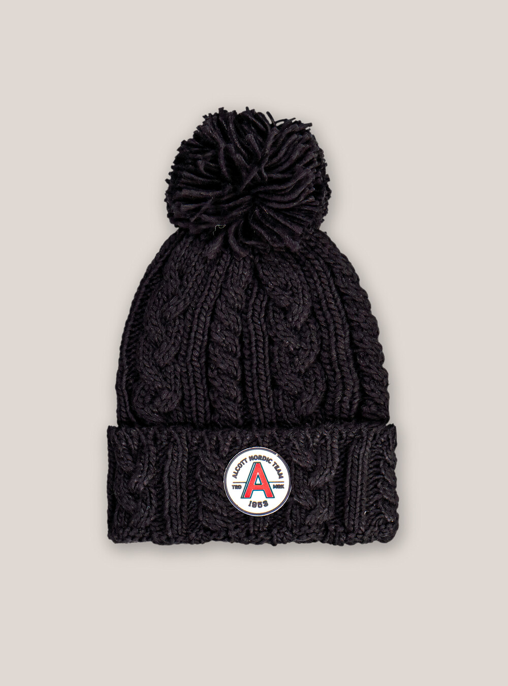 HAT WITH PON PON AND PATCH, BLUE NAVY