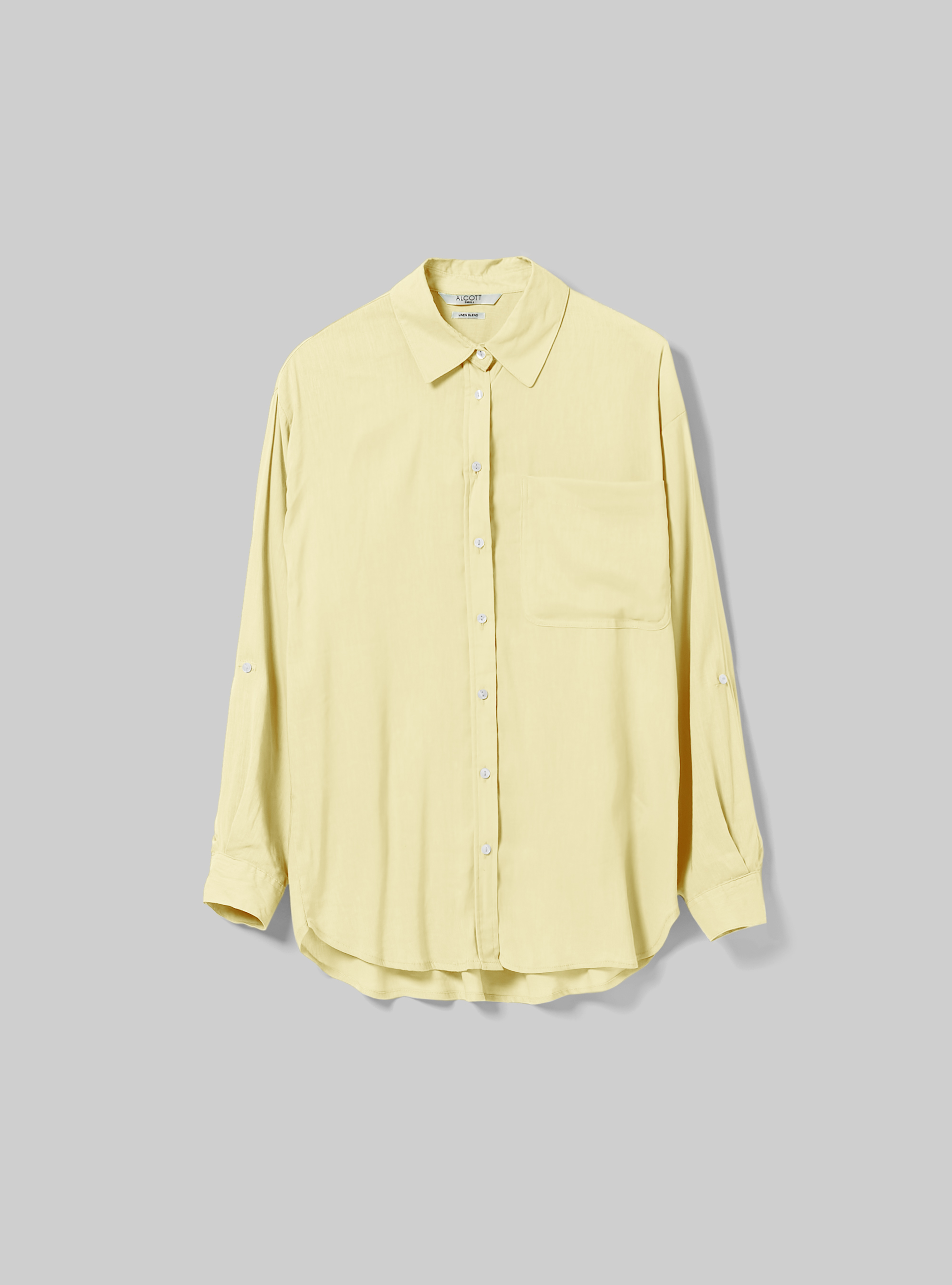 Linen blend shirt with breast pocket, YE3 YELLOW LIGHT