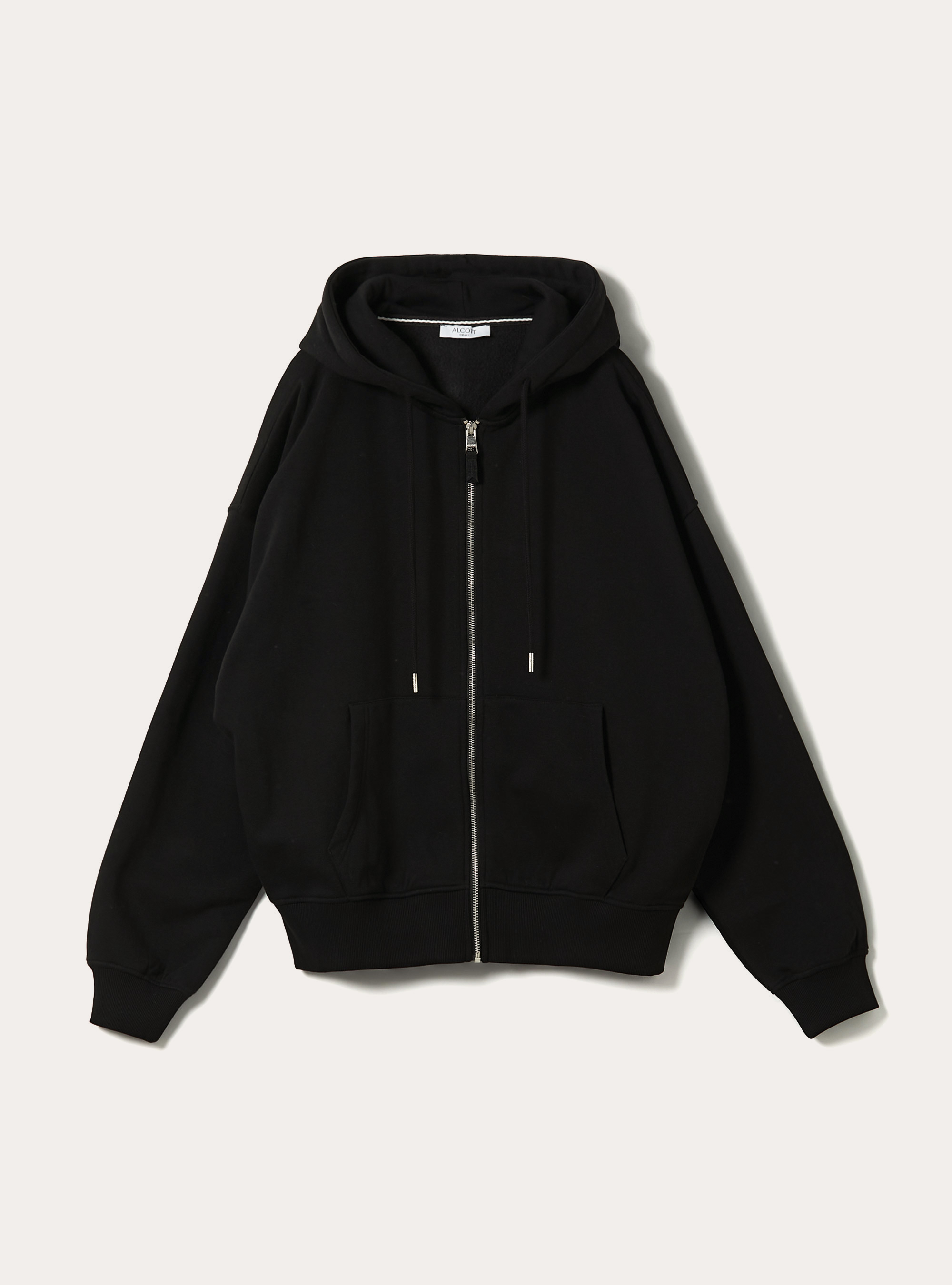 Zip et sweat à capuche en coton, BK1 BLACK