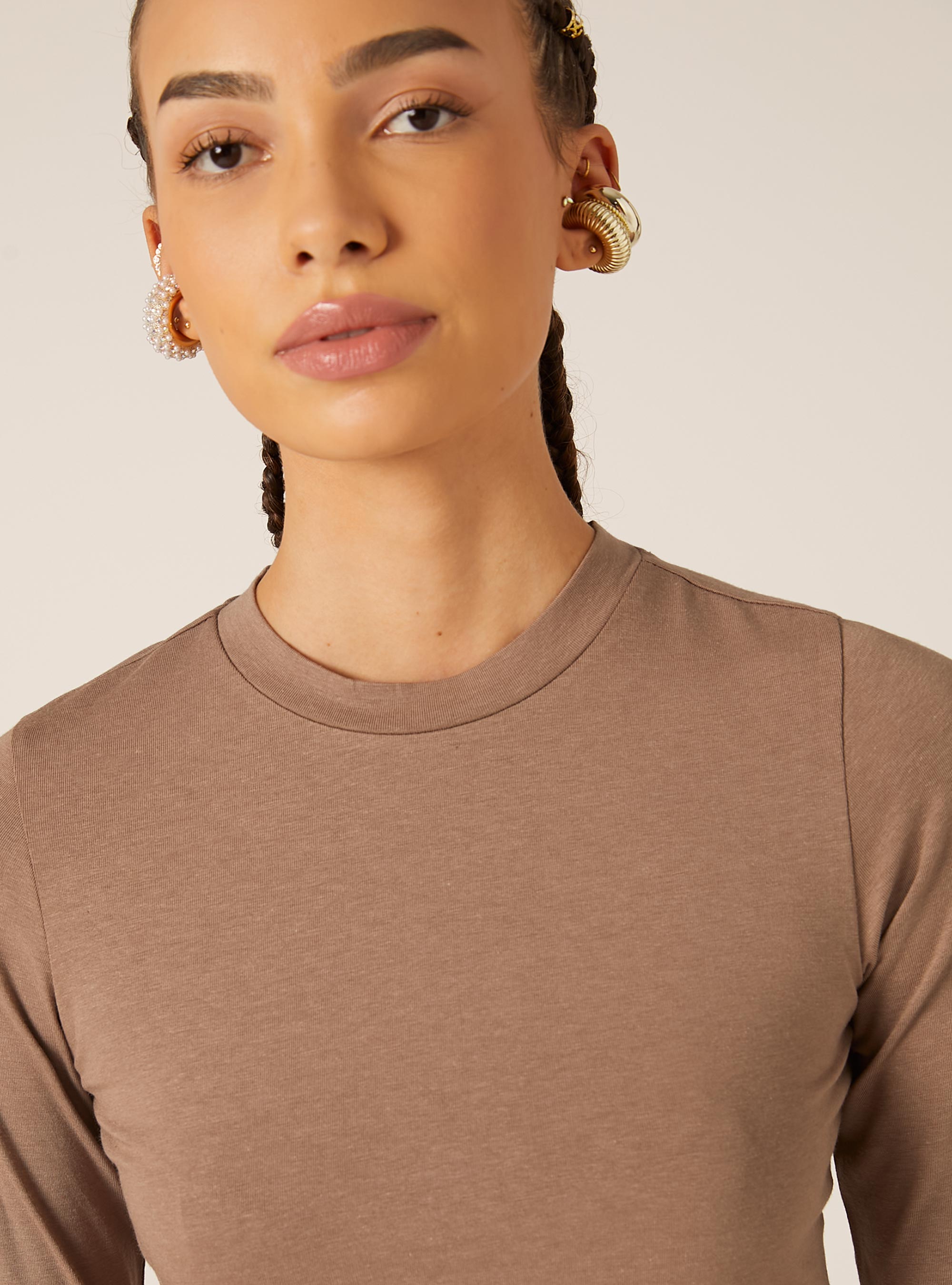 Camiseta corta de manga larga, BR3 BROWN LIGHT