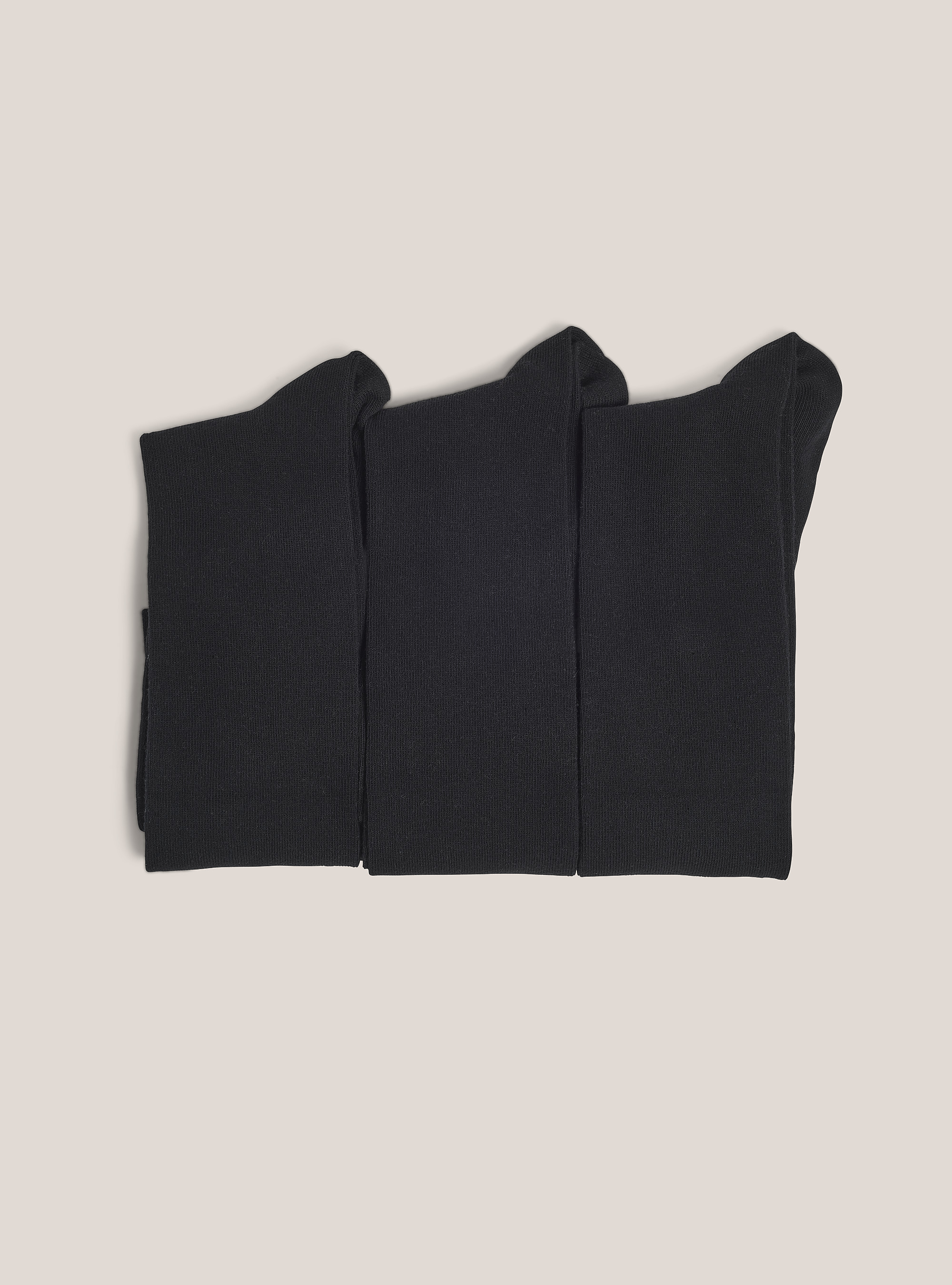 Lote de 3 calcetines lisos, hasta la pantorrilla, BK1 BLACK