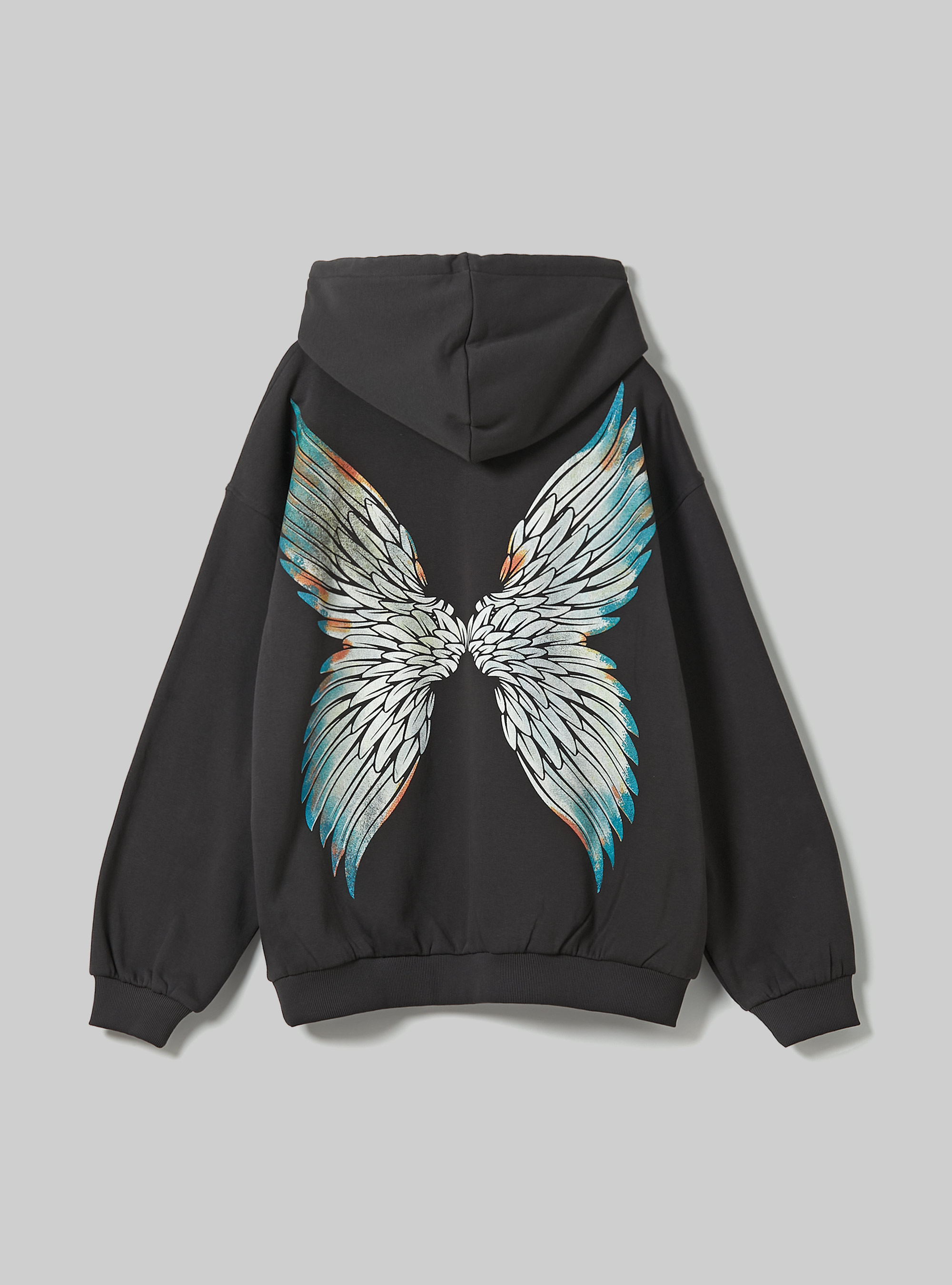 Sudadera oversize con estampado Rock, BK3 BLACK CHARCOAL