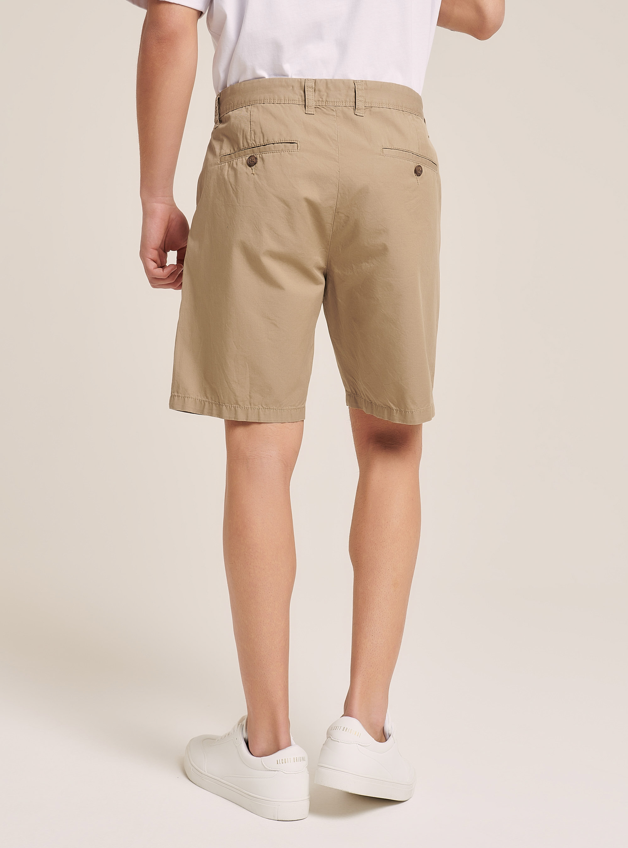 Bermudas de sarga de ajuste liso, BG2 BEIGE MEDIUM