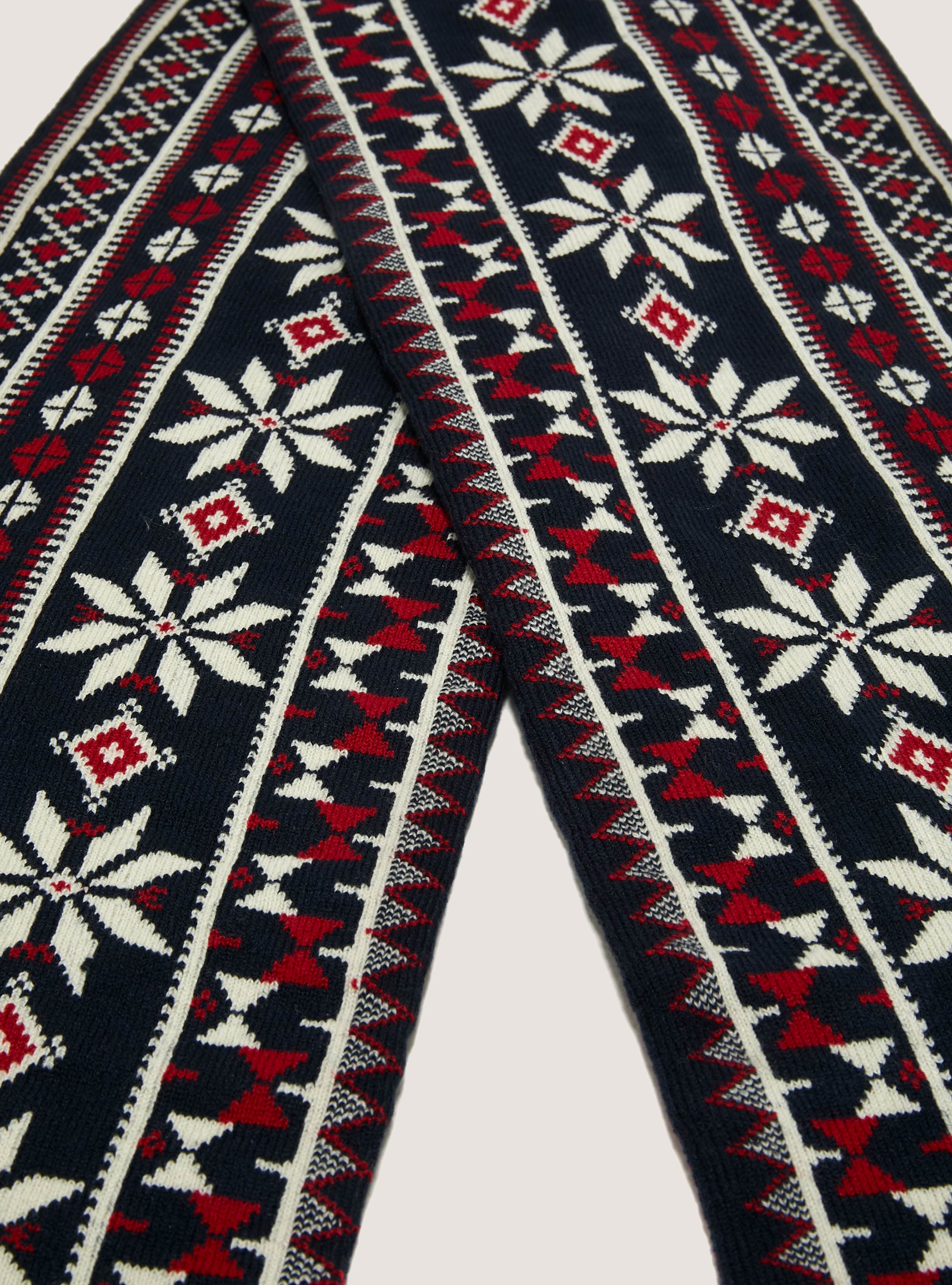 &Eacute;charpe de collection de Noel avec franges, NA1 NAVY DARK