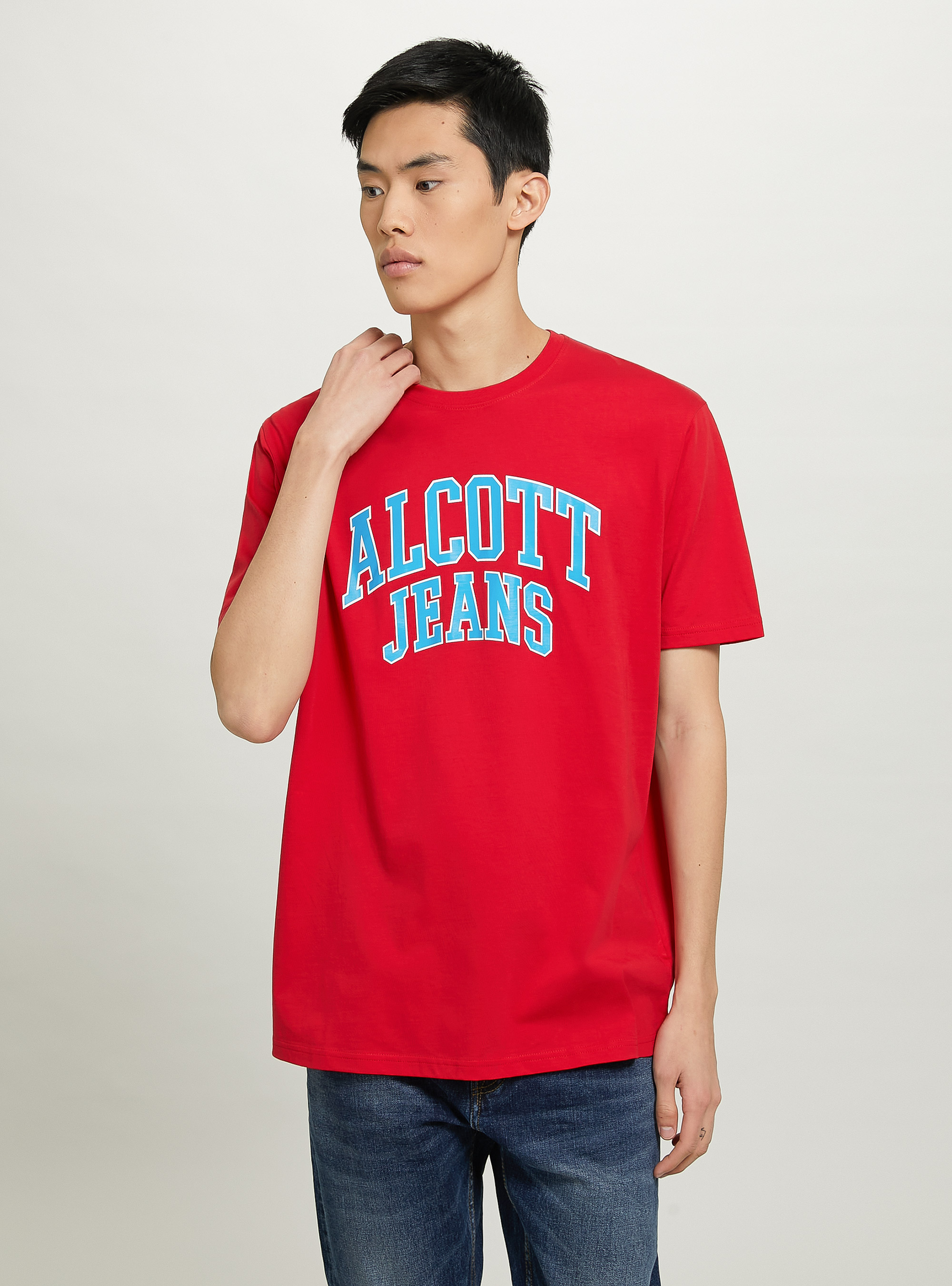 T-shirt en coton avec imprimé, C3376 RED