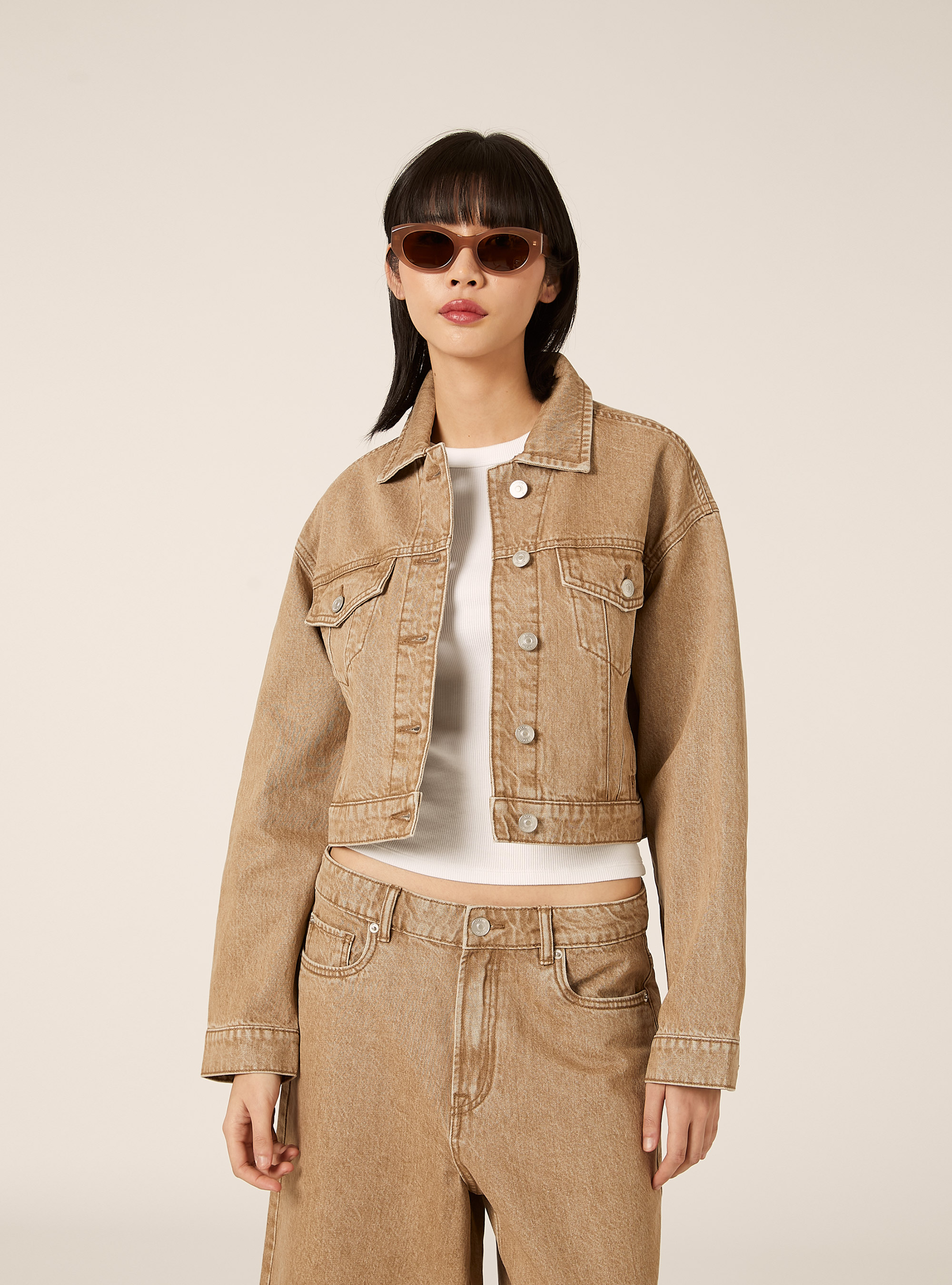 Giubbotto in denim colorato, TB2 TOBACCO MEDIUM