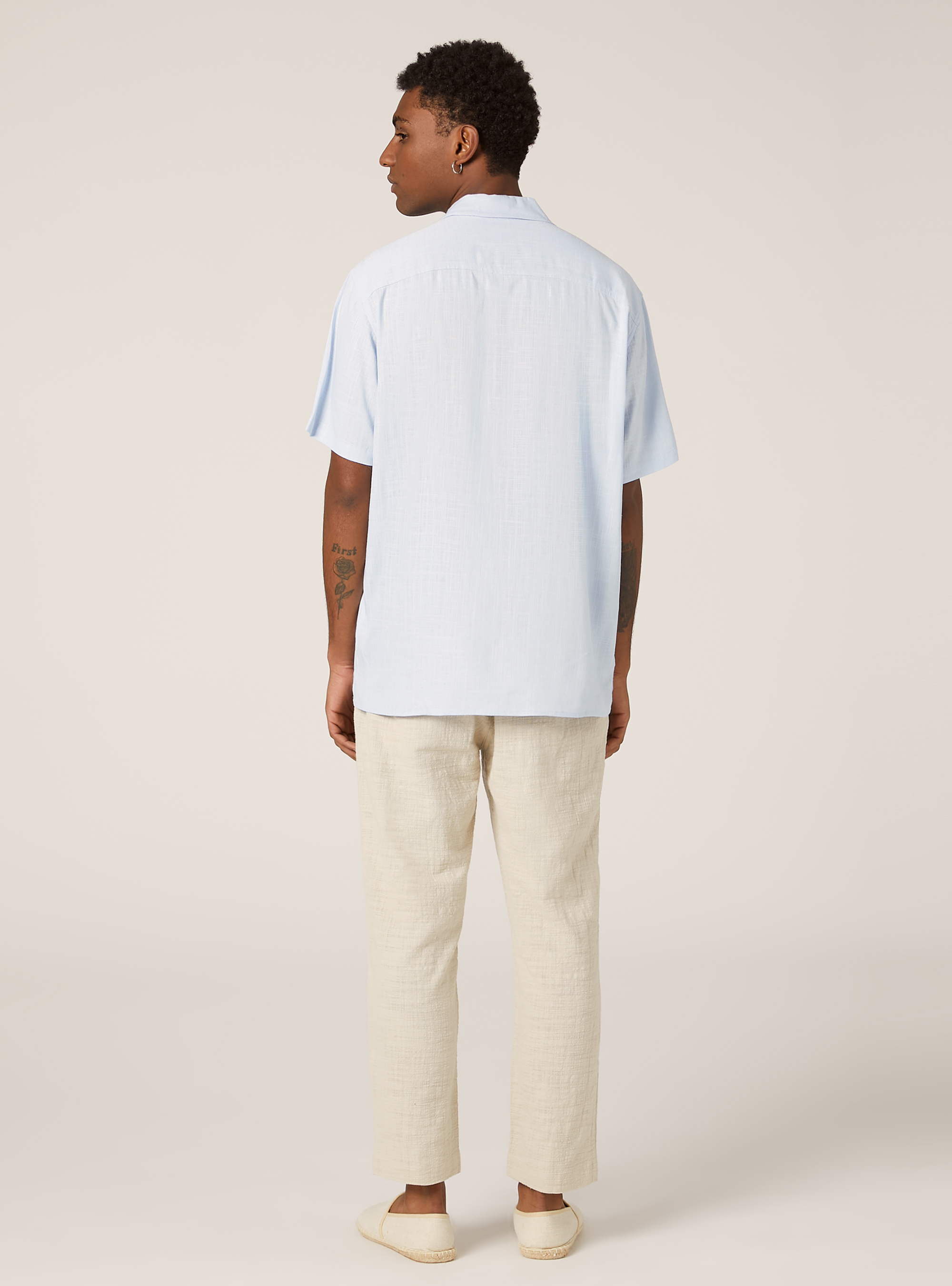 Hemd aus Leinenmischung mit Bowlingkragen, AZ2 AZURE MEDIUM