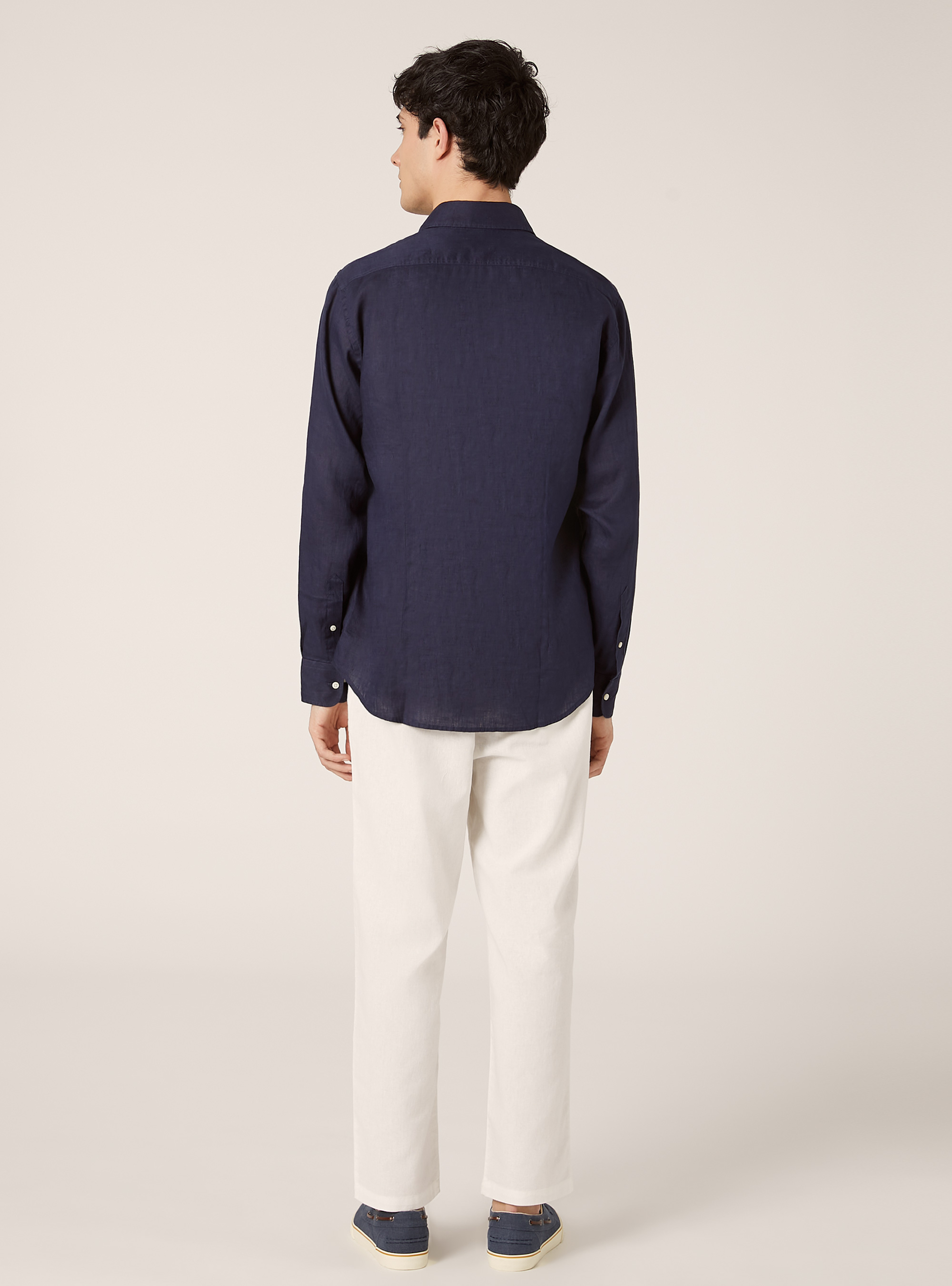 Long-sleeved pure linen shirt, NA2 NAVY MEDIUM