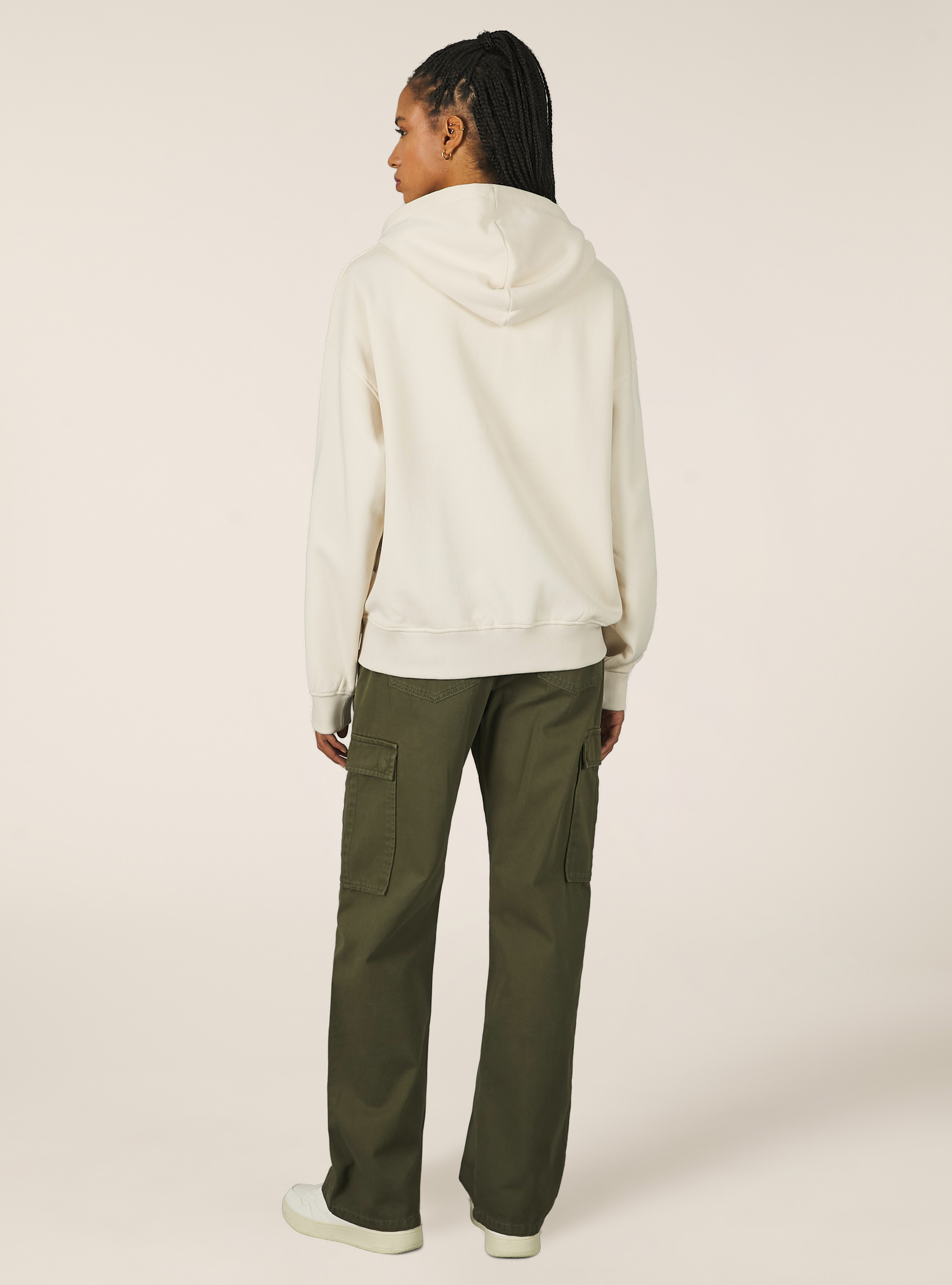 Sudadera con capucha y cremallera de algodón, CR2 CREAM MEDIUM