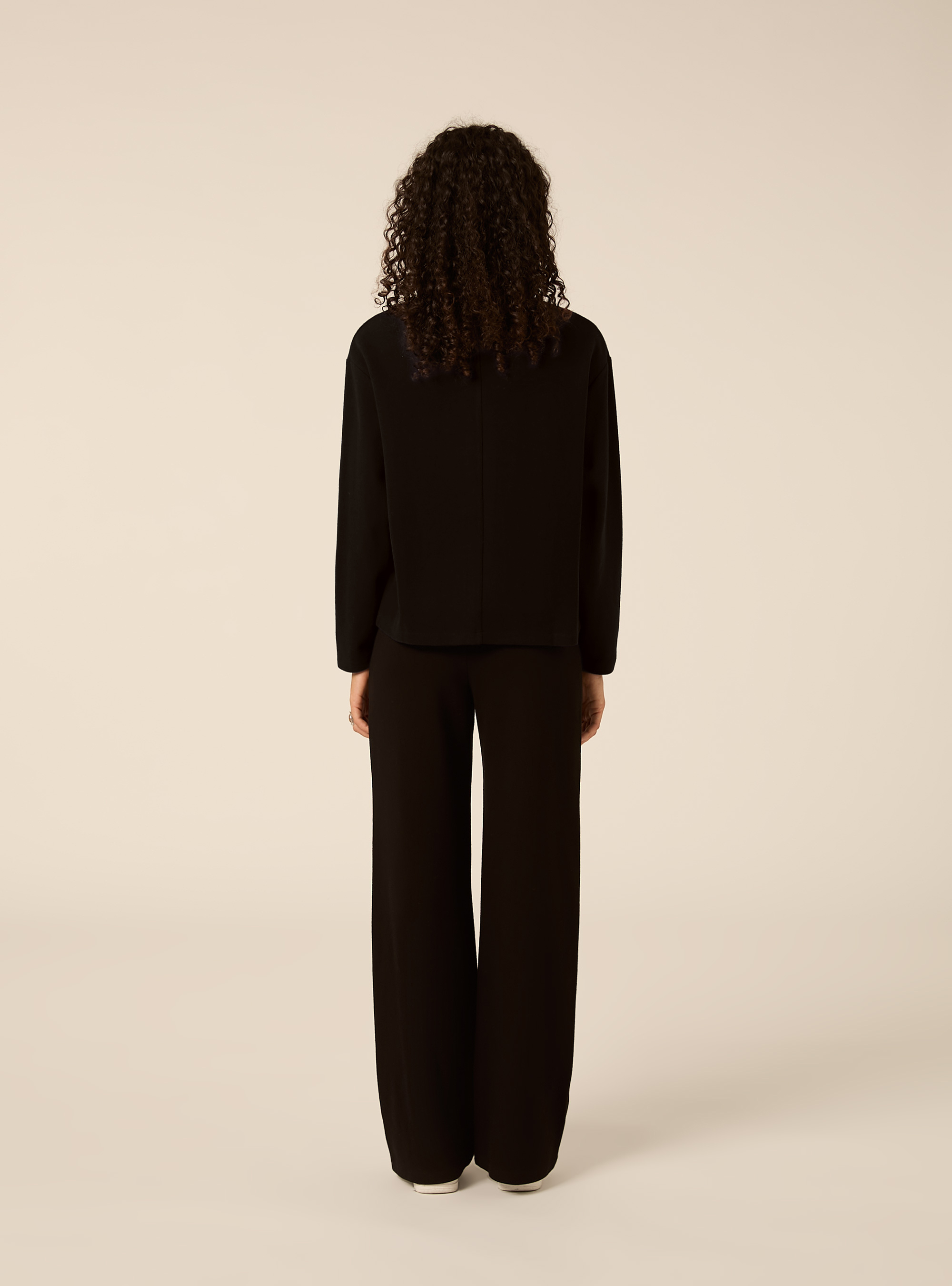 Pantaloni in maglia con nervatura, BK1 BLACK