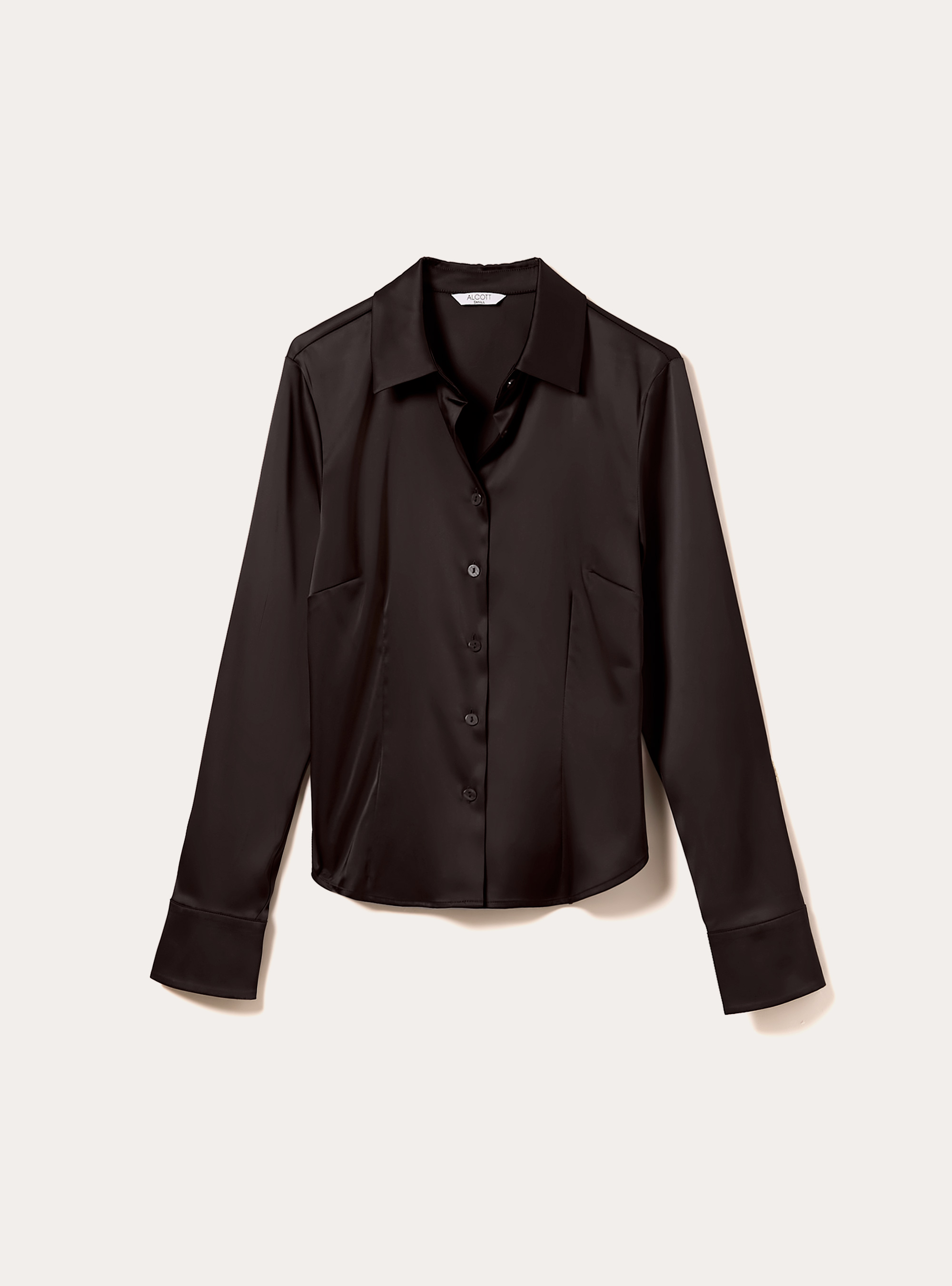 Camicia fitted satinata, BK1 BLACK