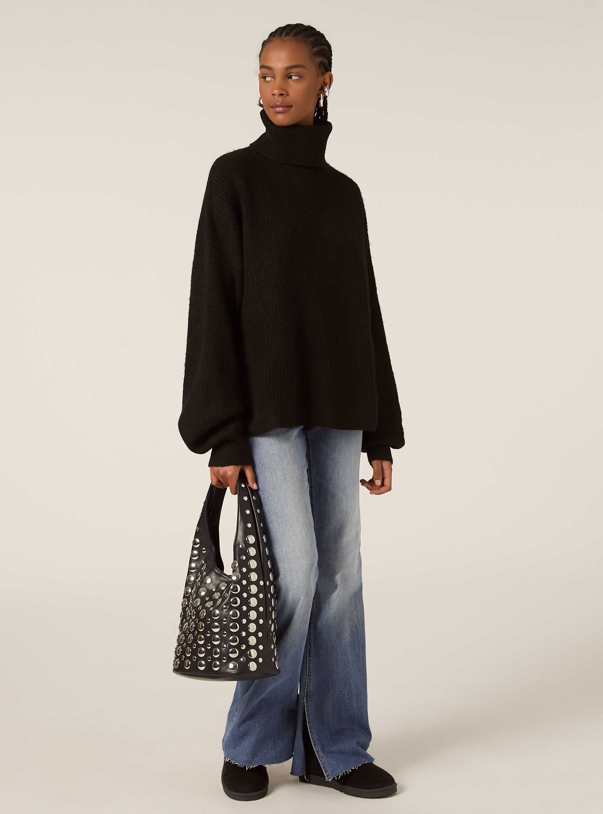 Pullover colloalto costa inglese, BK1 BLACK