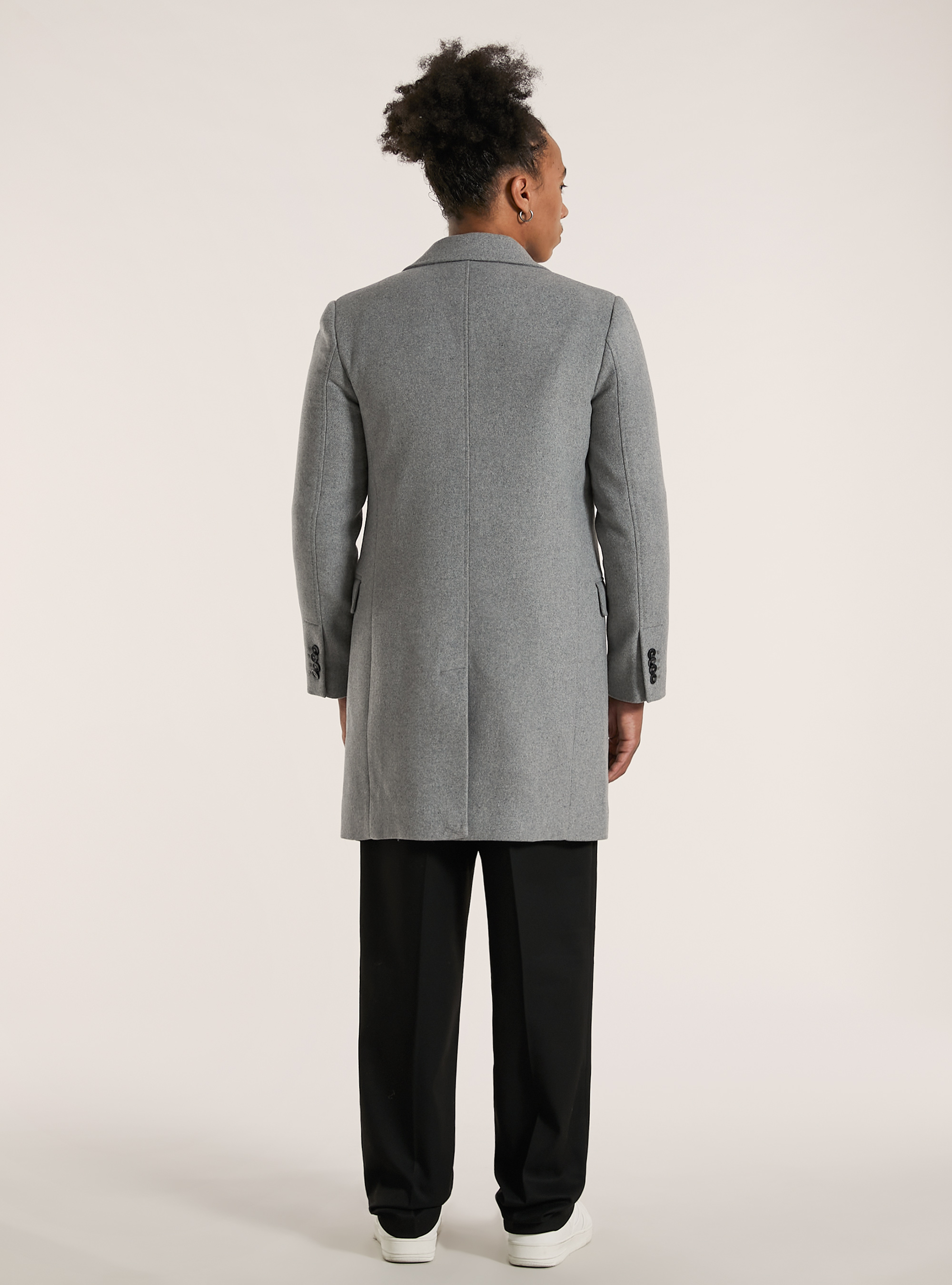 Single breasted wool blend coat, MGY3 GREY MEL LIGHT