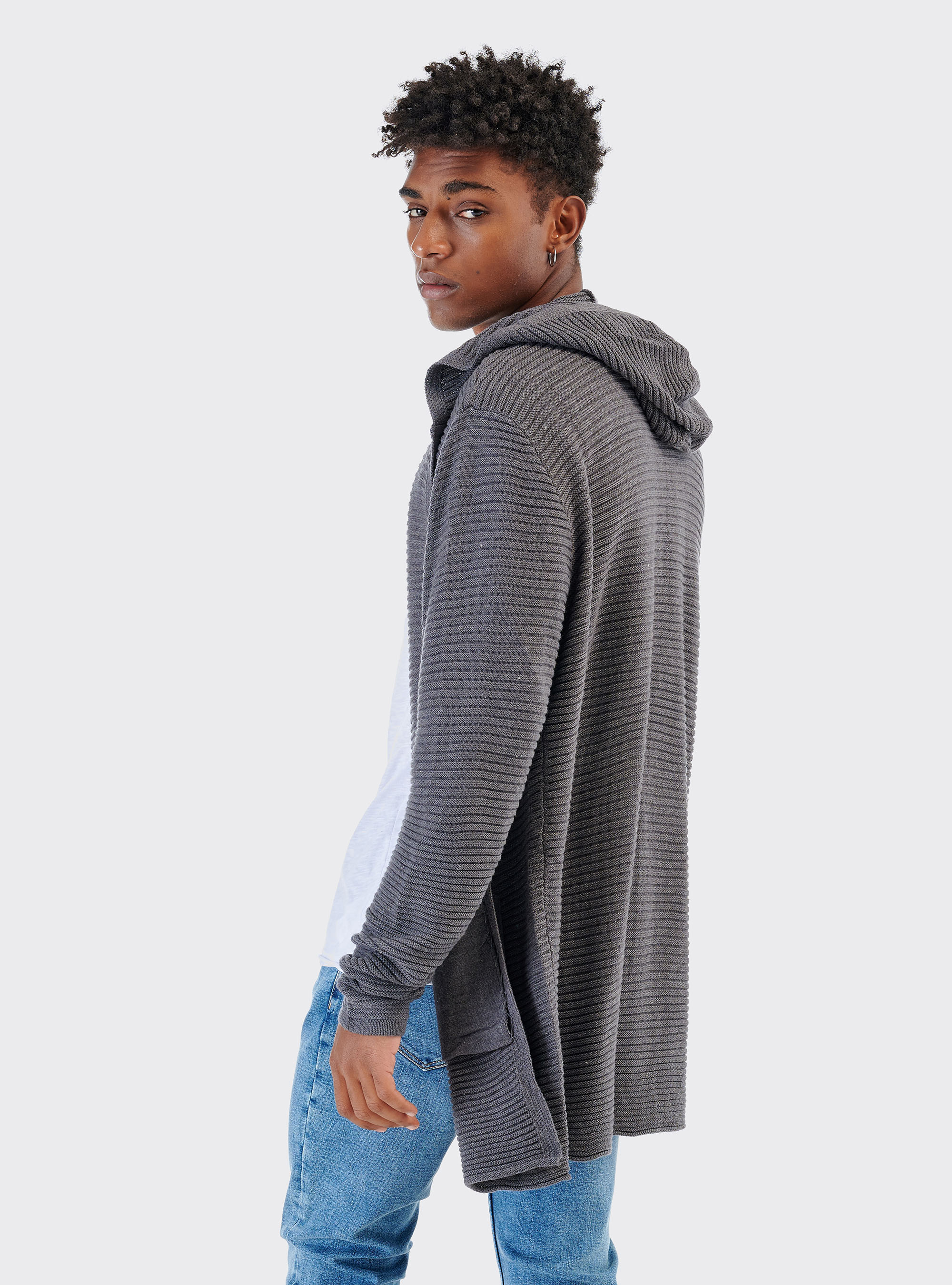 OPEN PULLOVER, DARK GREY MELANGE