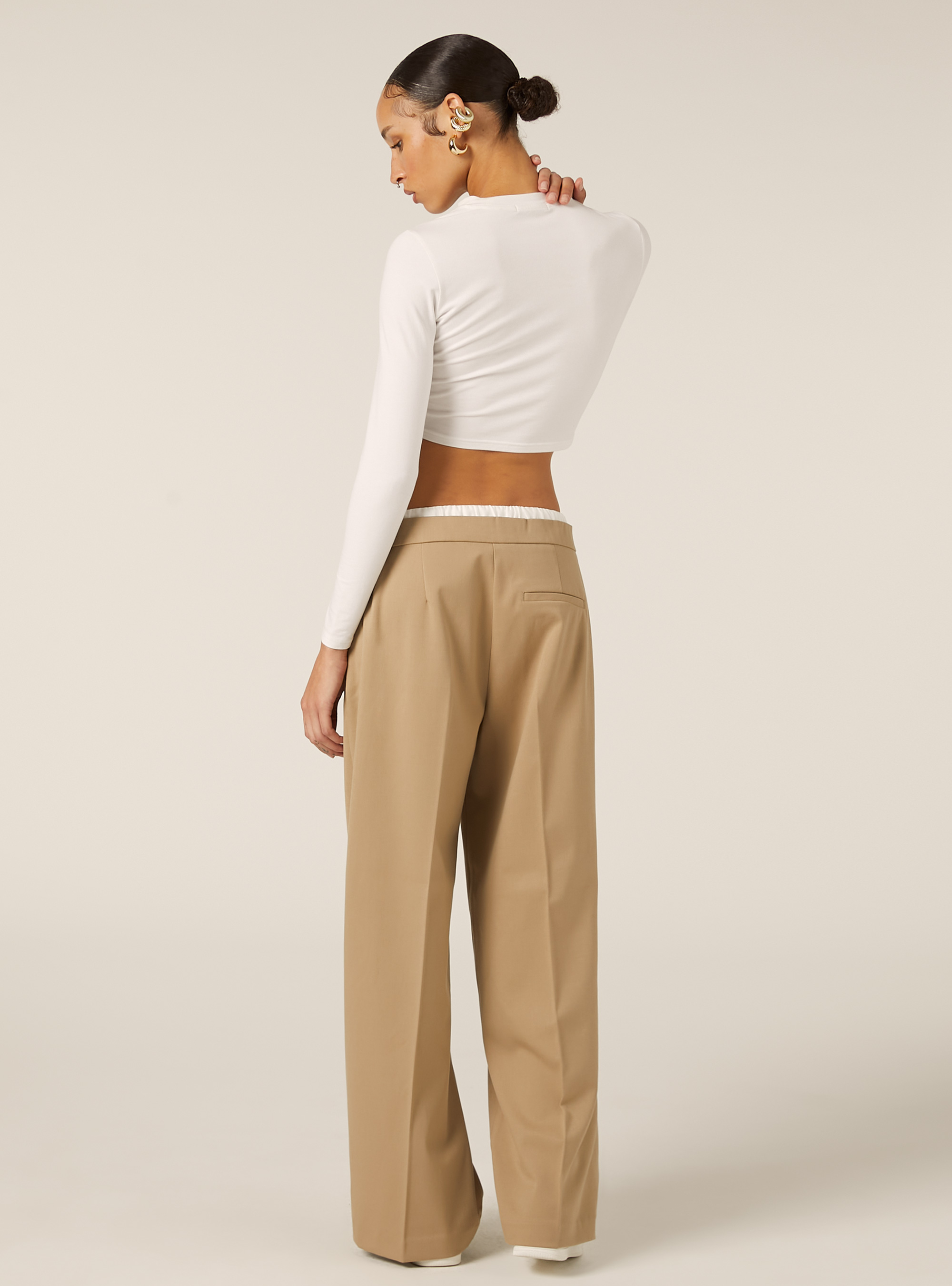 Pantaloni con doppia cinta, BG2 BEIGE MEDIUM
