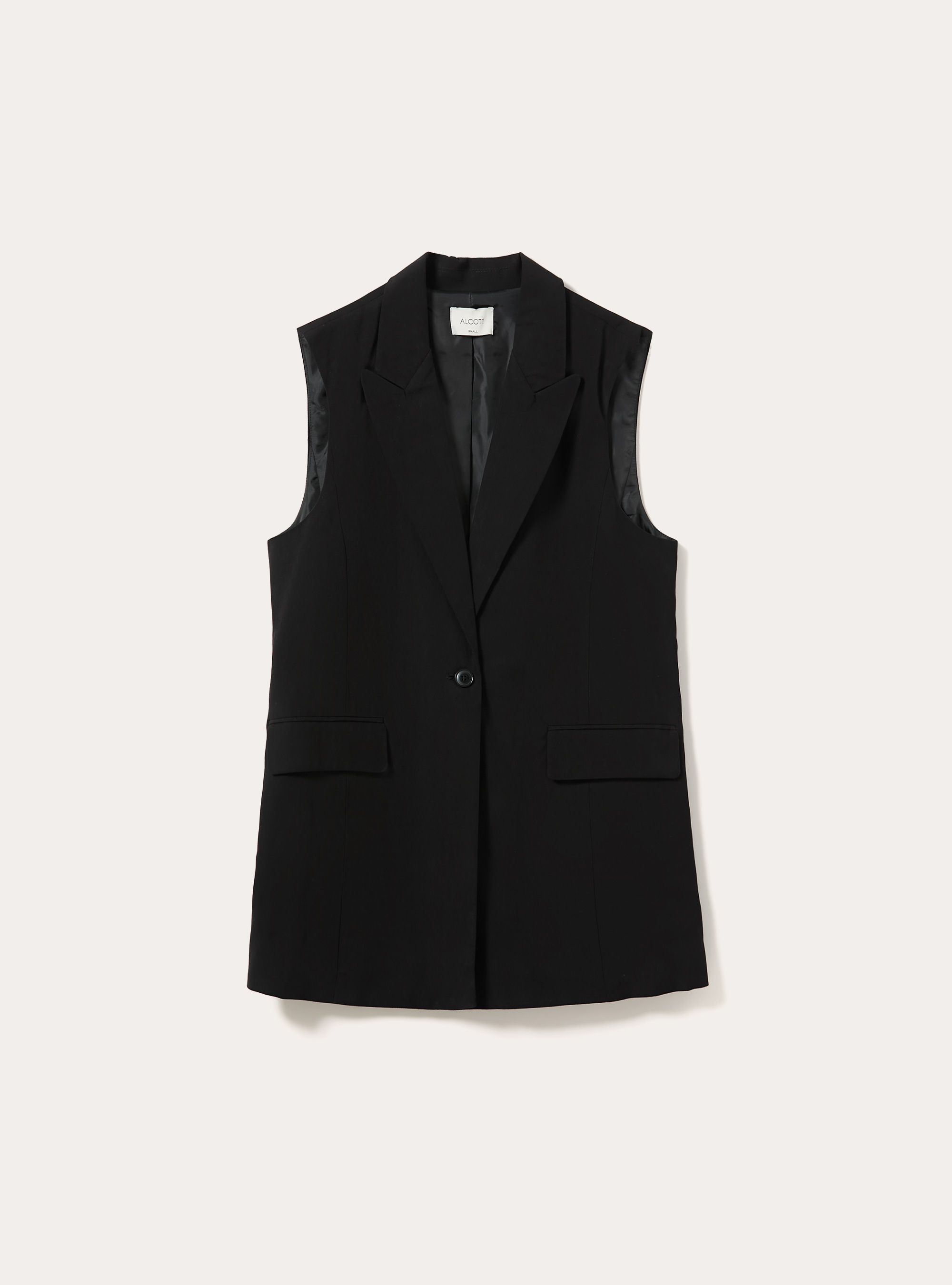 Tailored long waist coat with lapels, BK1 BLACK