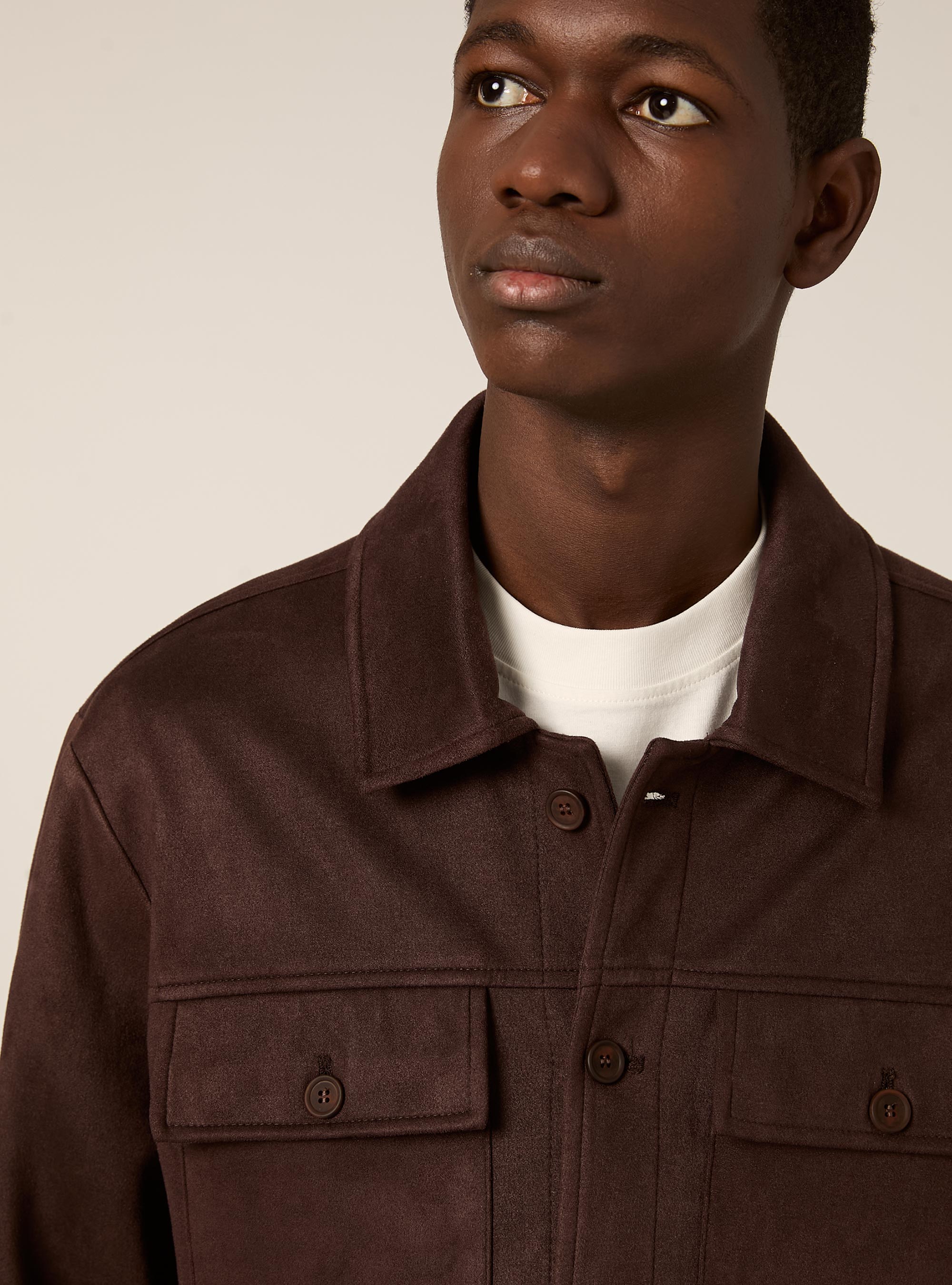 Camicia effetto scamosciato, BR1 BROWN DARK