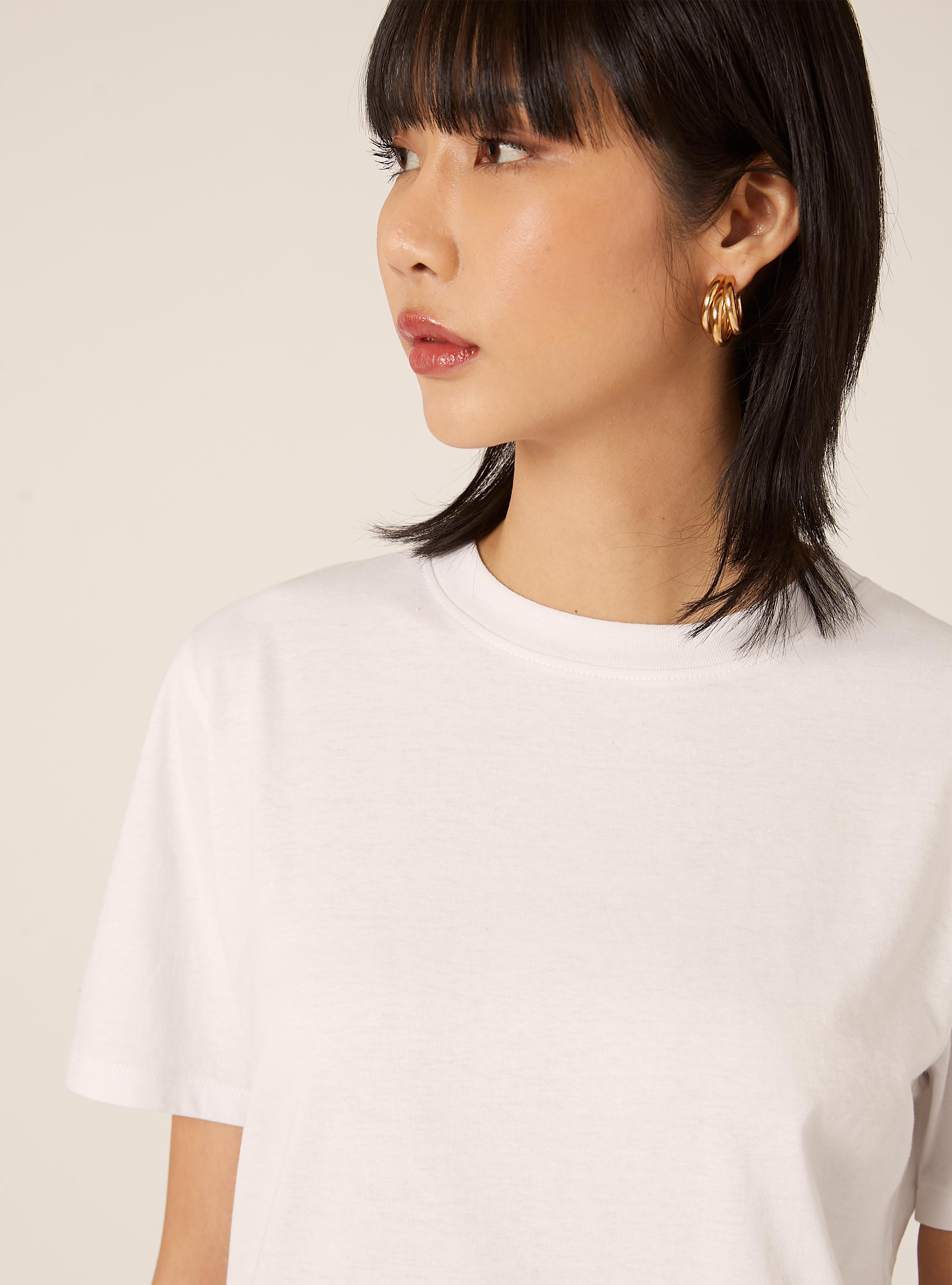 Cotton crew neck T-shirt, WH3 WHITE