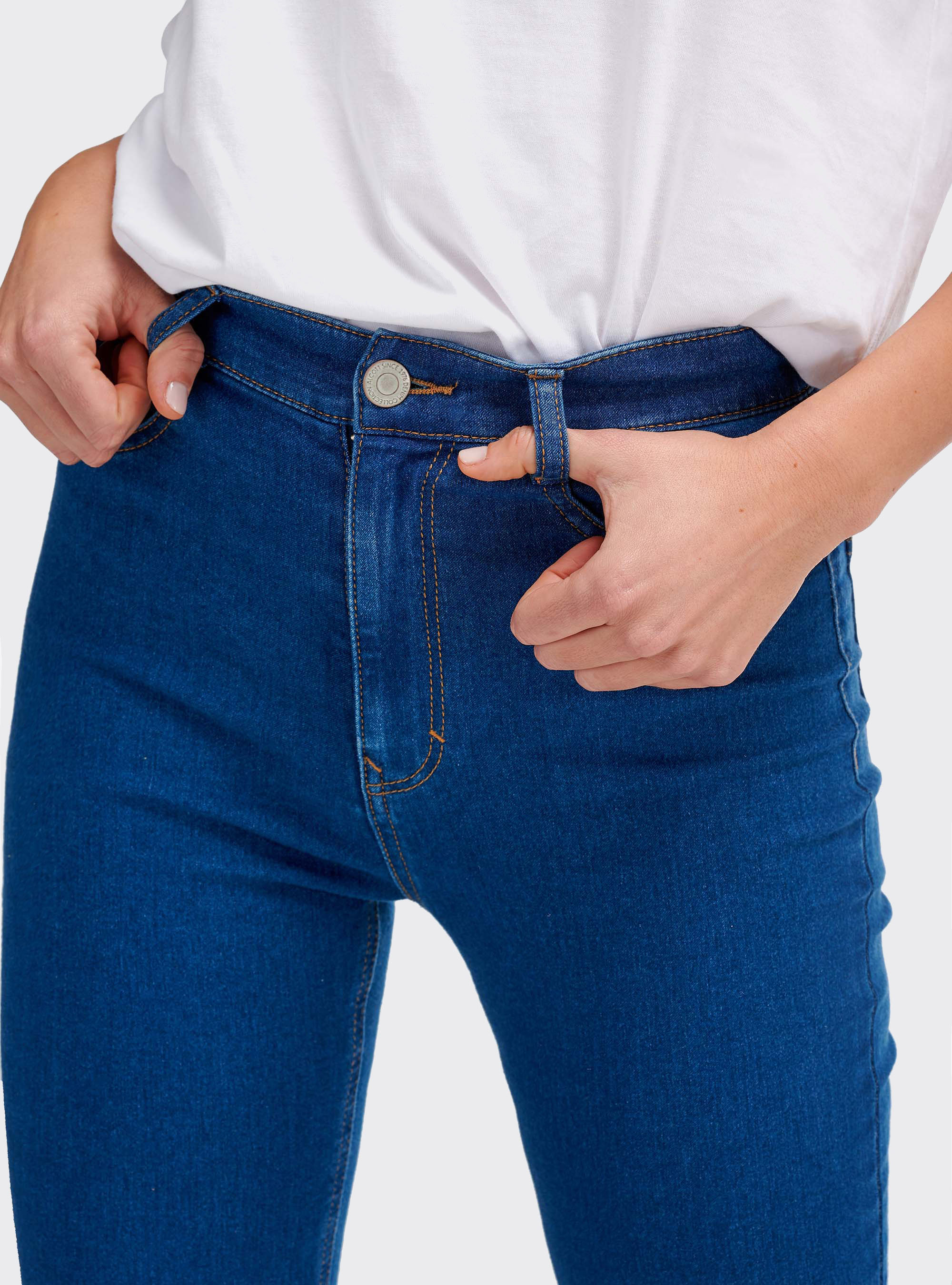 Jean skinny raccourci taille haute, C284 AZZURRE