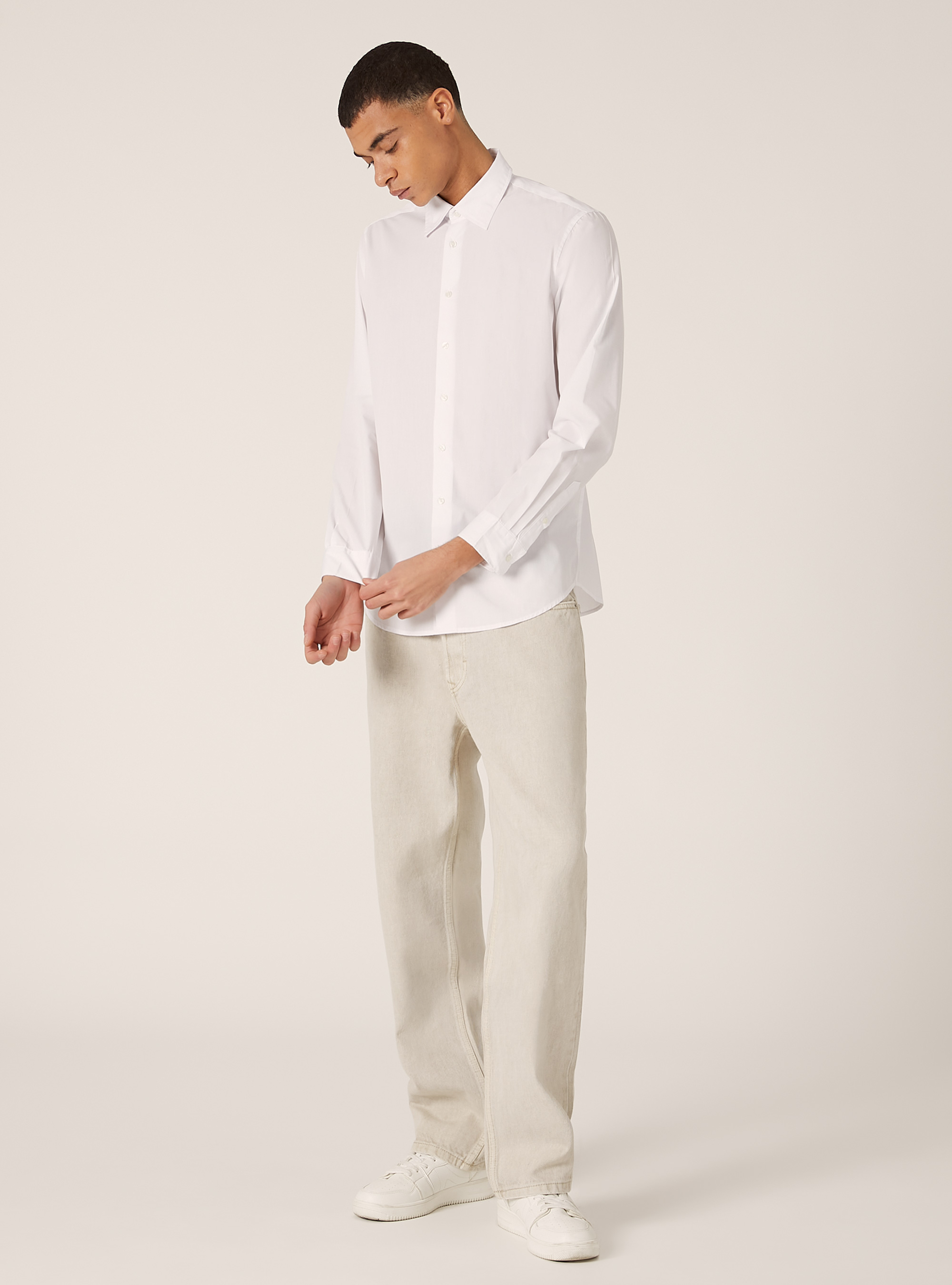 Chemise à manches longues unie, WH1 OFF WHITE