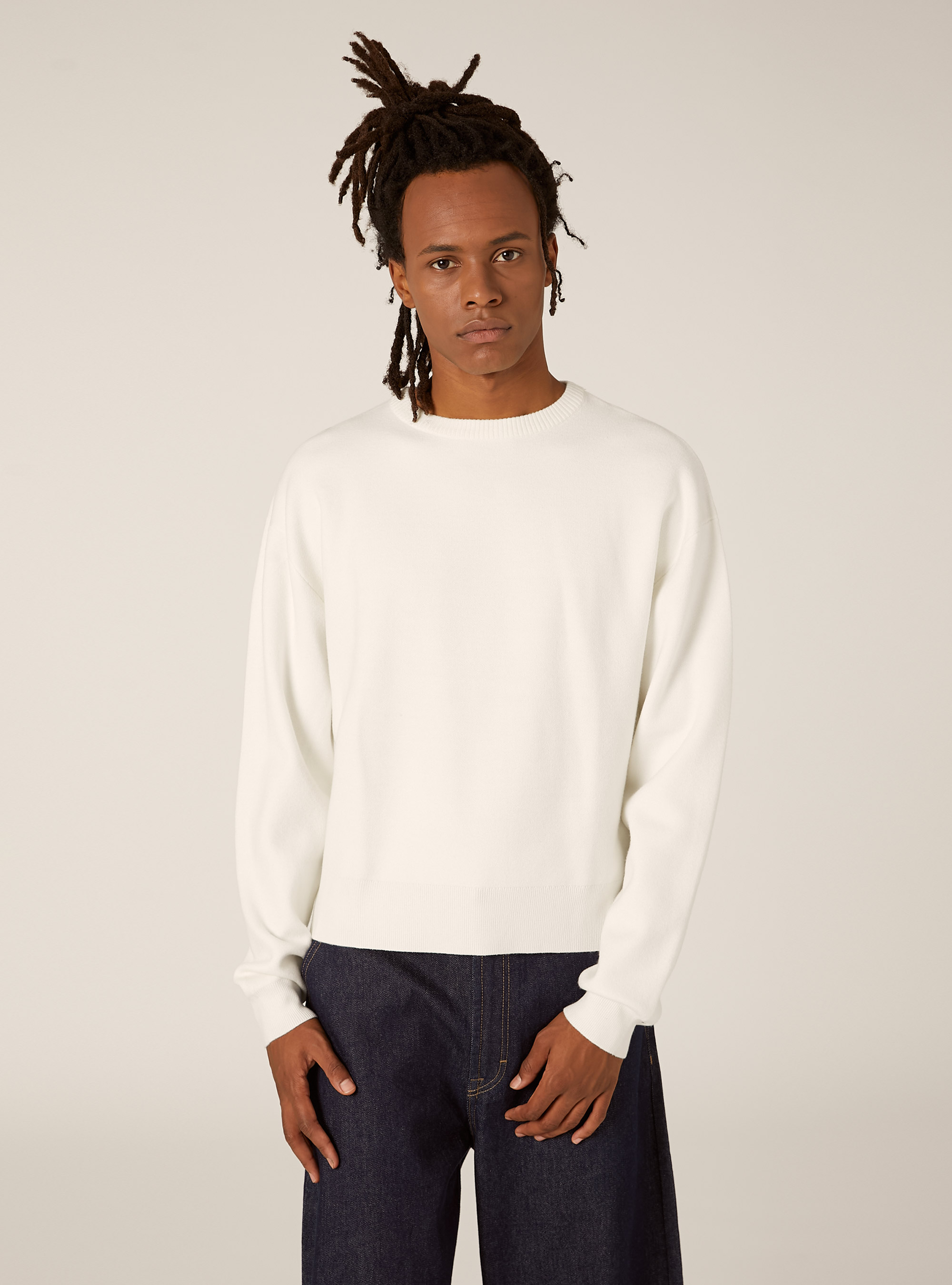 Jersey suave de corte cuadrado, WH2 WHITE