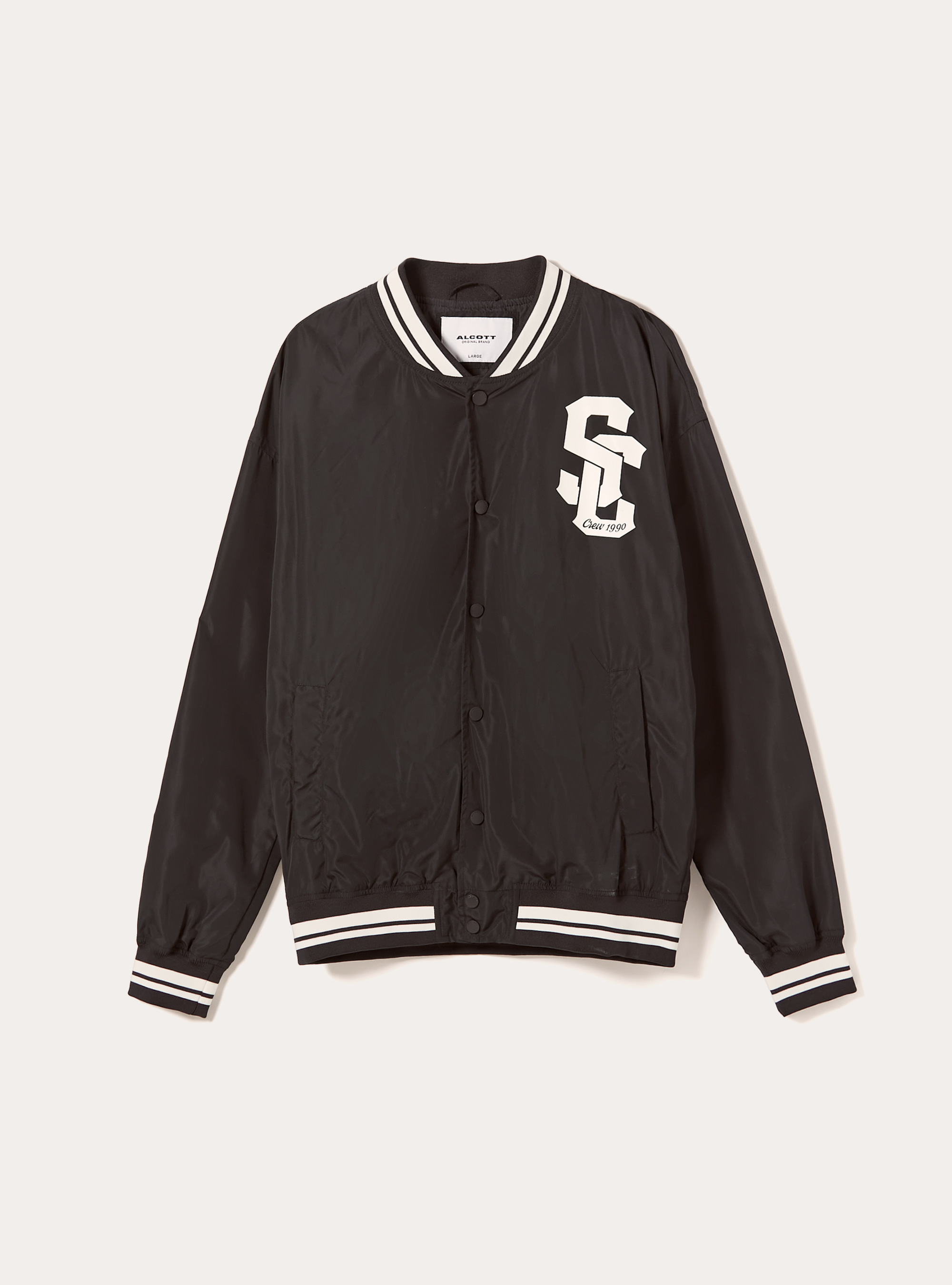 Lightweight bomber jacket with print, BK1 BLACK