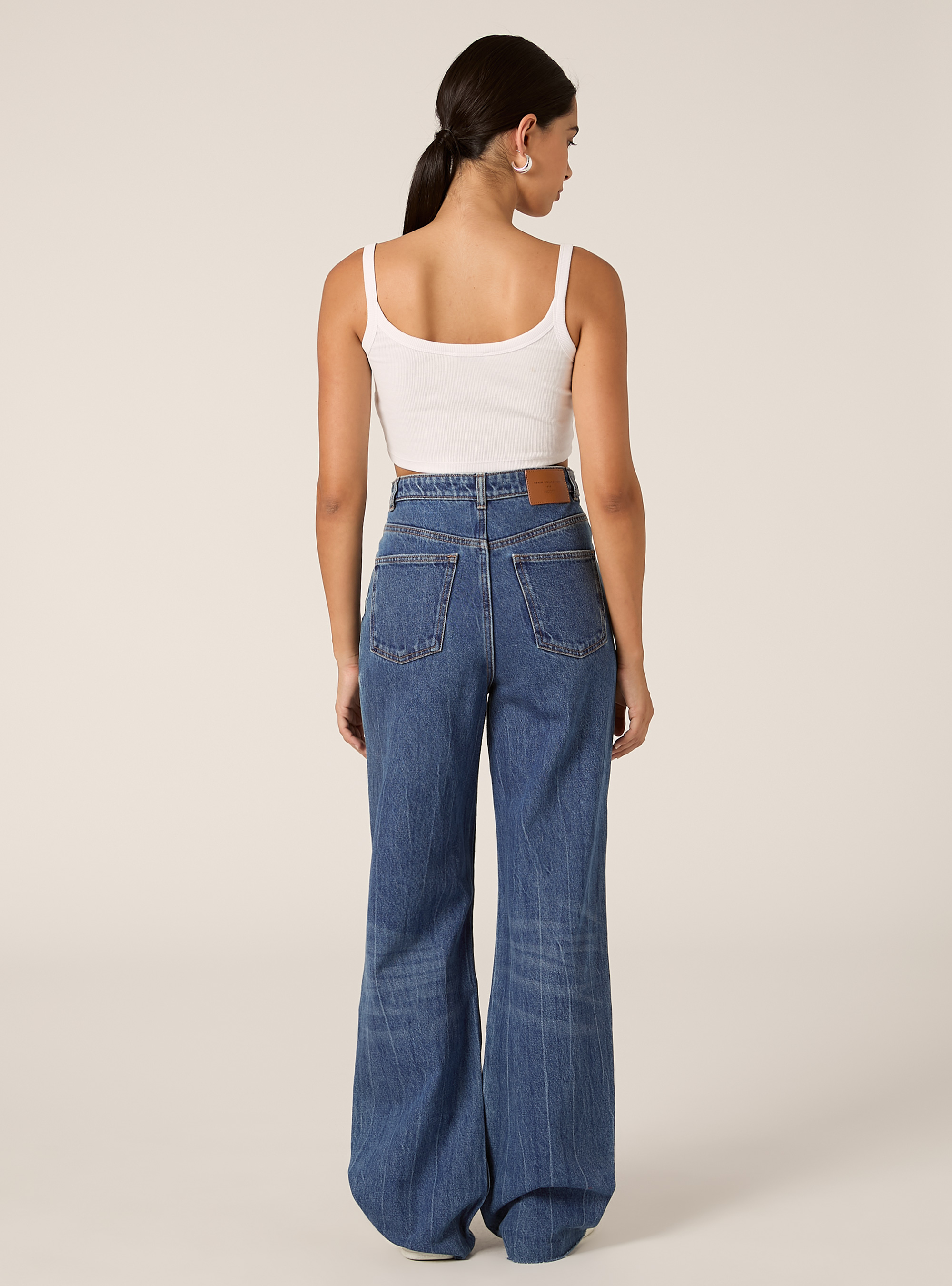 Vaqueros rectos de talle alto, D003 MEDIUM BLUE