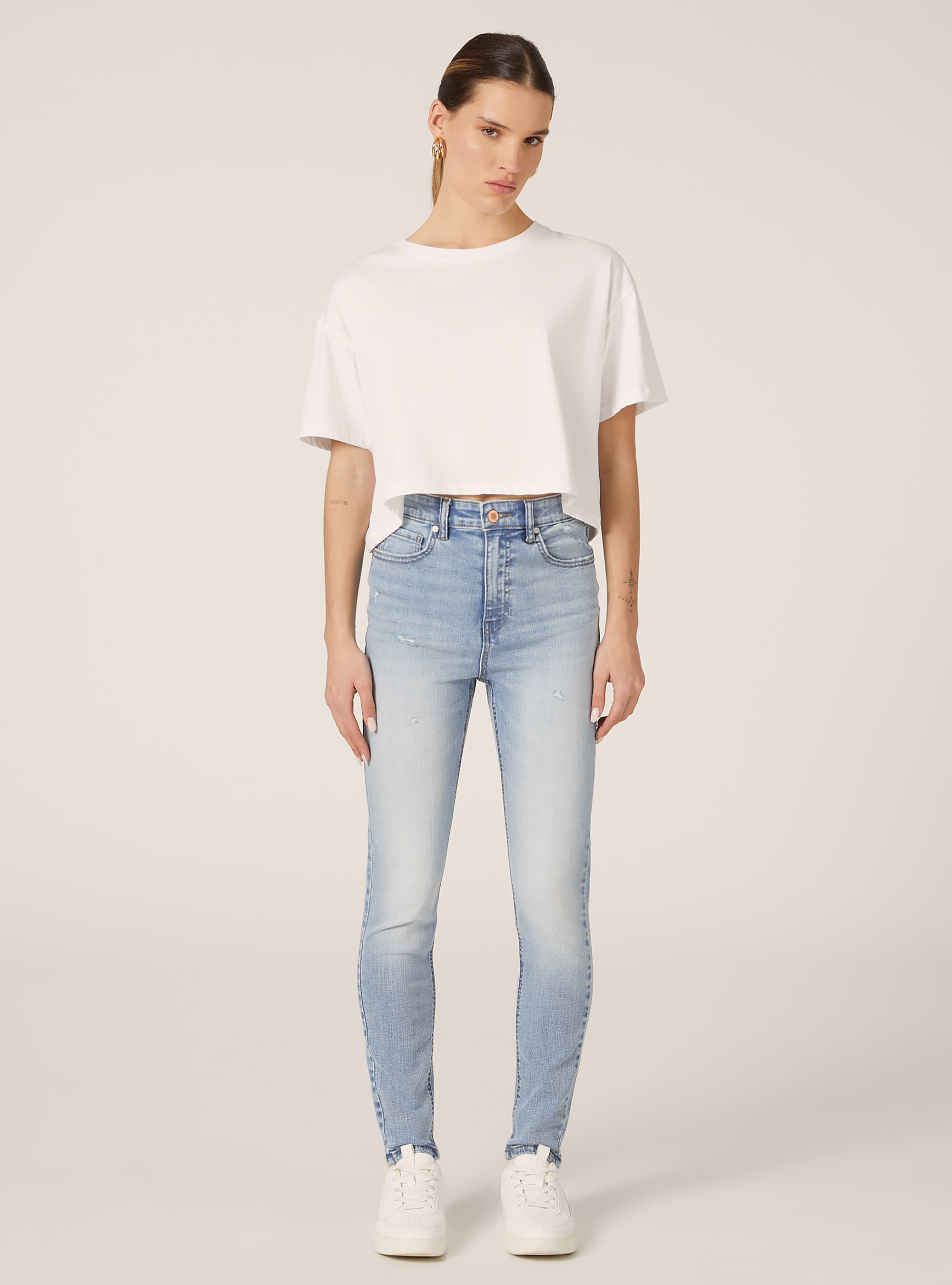 Jeans skinny taille très haute, D005 LIGHT BLUE